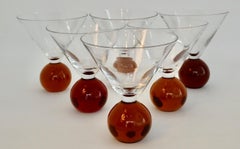 Set of Six Postmodern Memphis Style Martini Cocktail Glasses