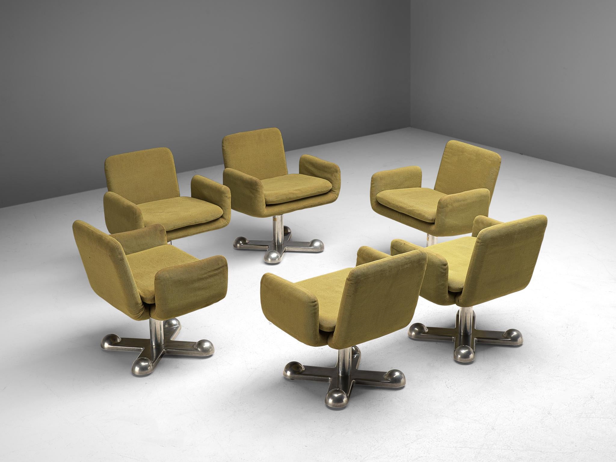 Italian Set of Six Postmodern Swivel Armchairs by Perry King