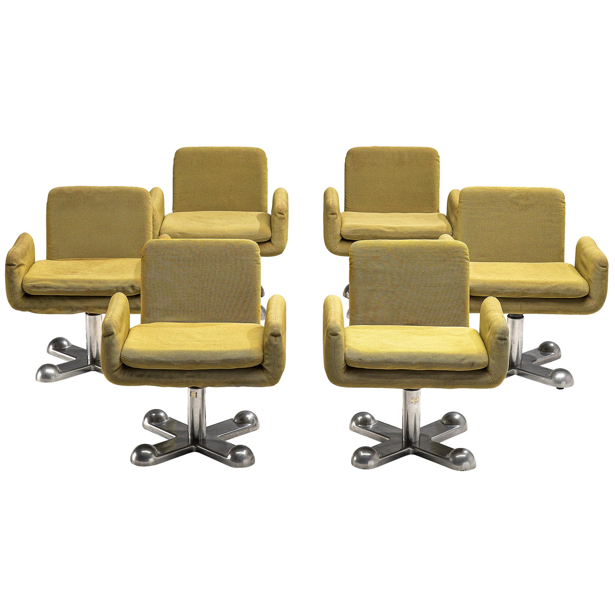 Set of Six Postmodern Swivel Armchairs by Perry King