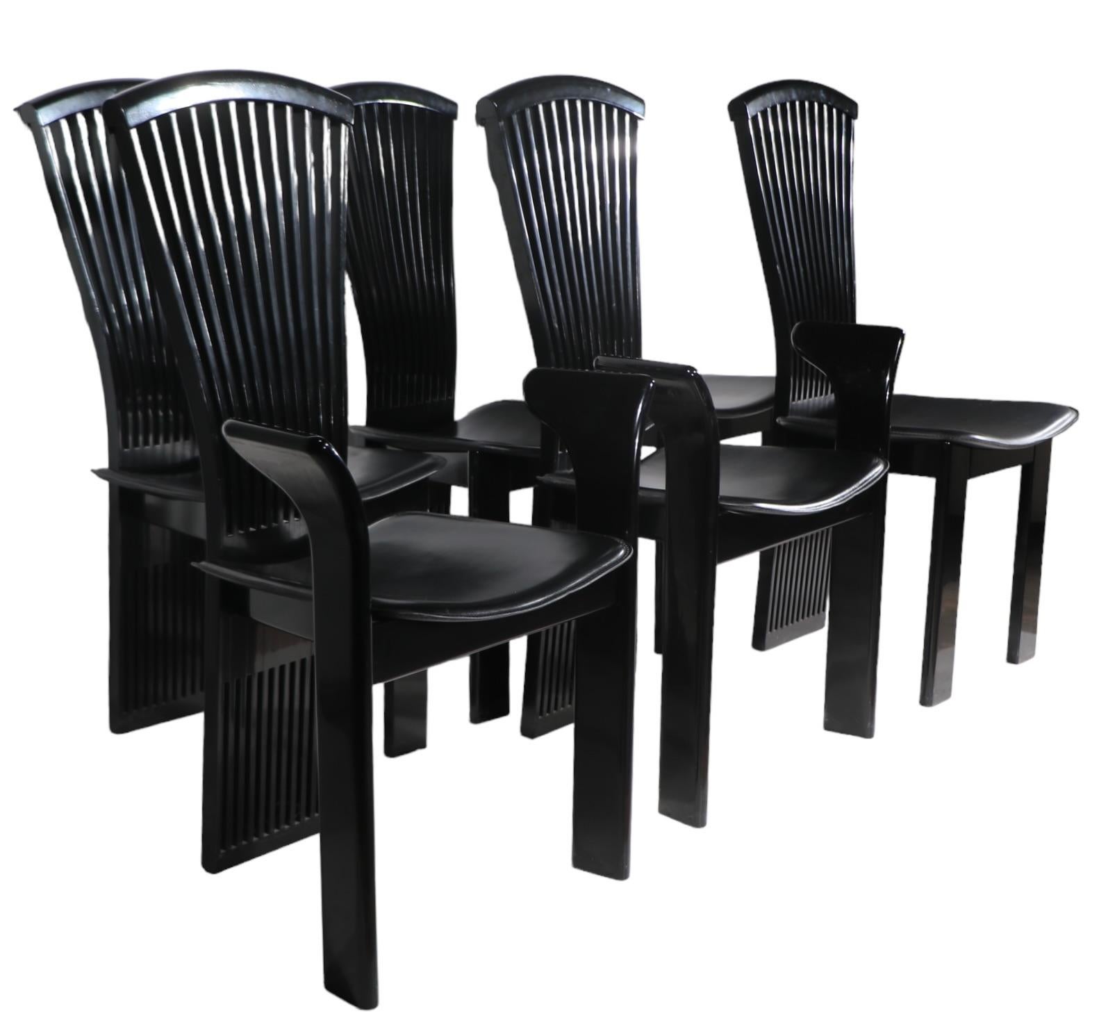 Set of Six Postmodern Costantini Ello Dining Chairs Made in Italy c 1970/80's For Sale 3