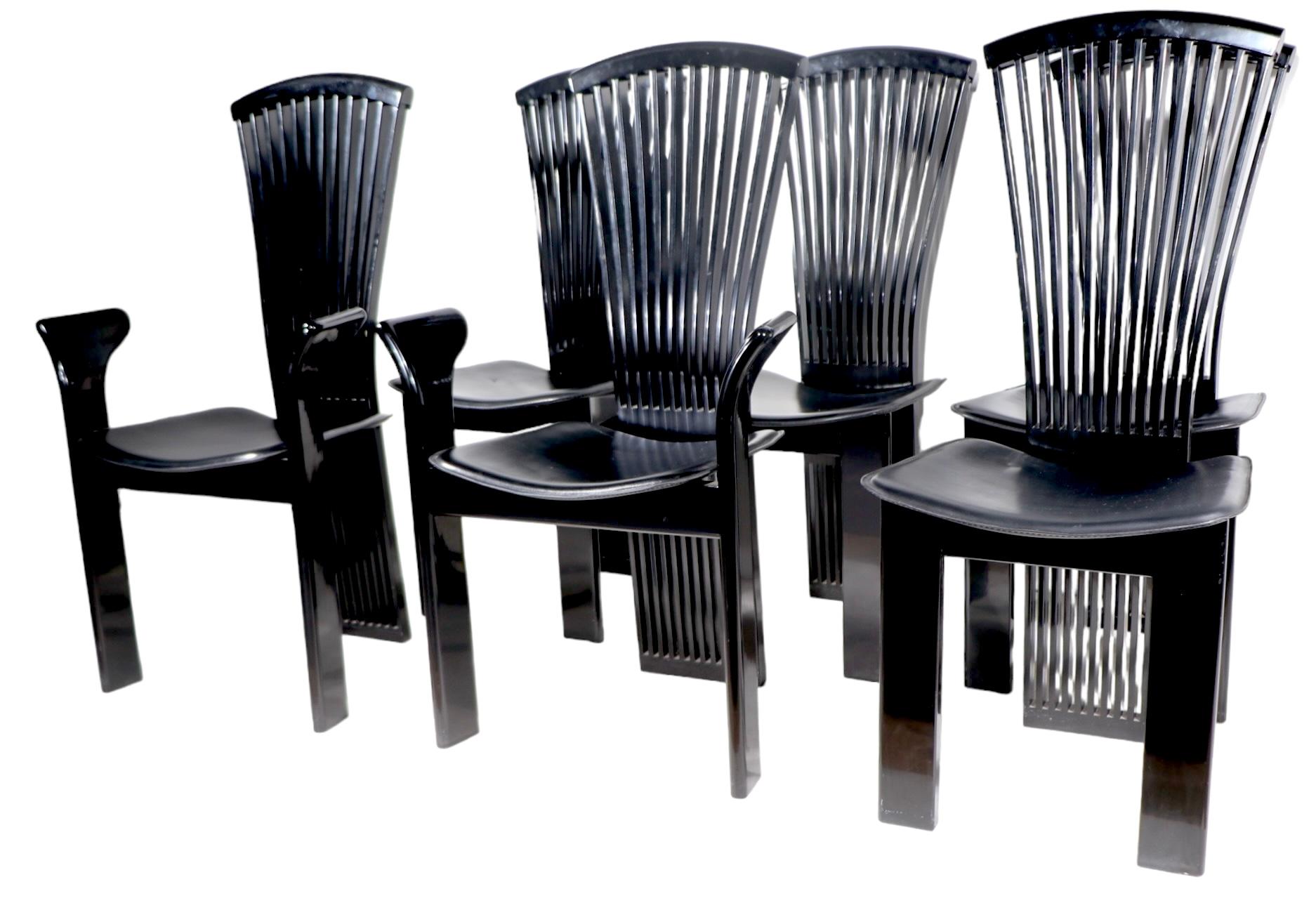 Set of Six Postmodern Costantini Ello Dining Chairs Made in Italy c 1970/80's For Sale 1