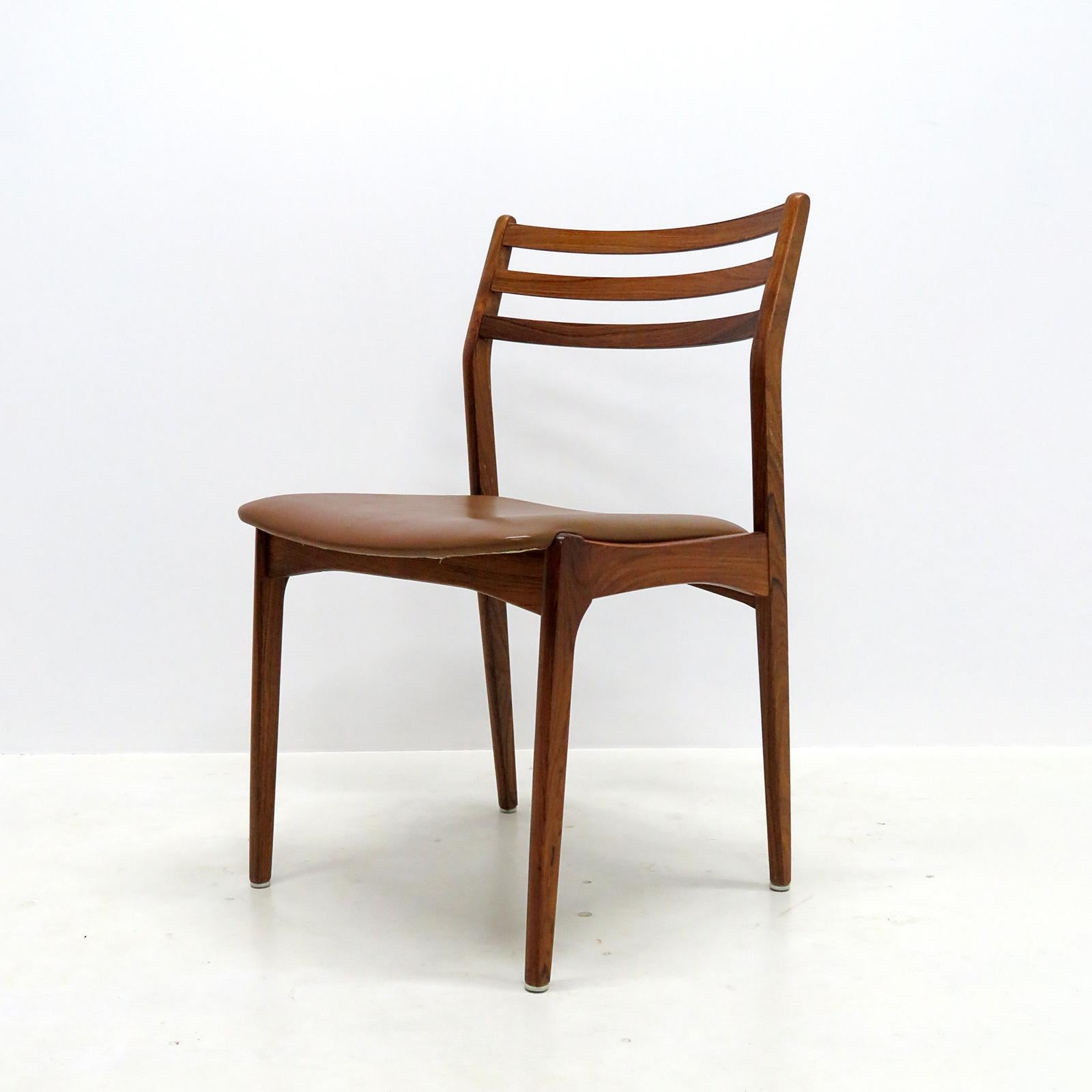 Leather Set of Six Poul Erik Jørgensen Dining Chairs, 1960