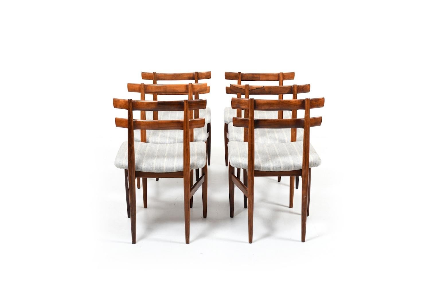 Tissu Ensemble de six chaises Poul Hundevad modèle 30 des années 1960 en vente