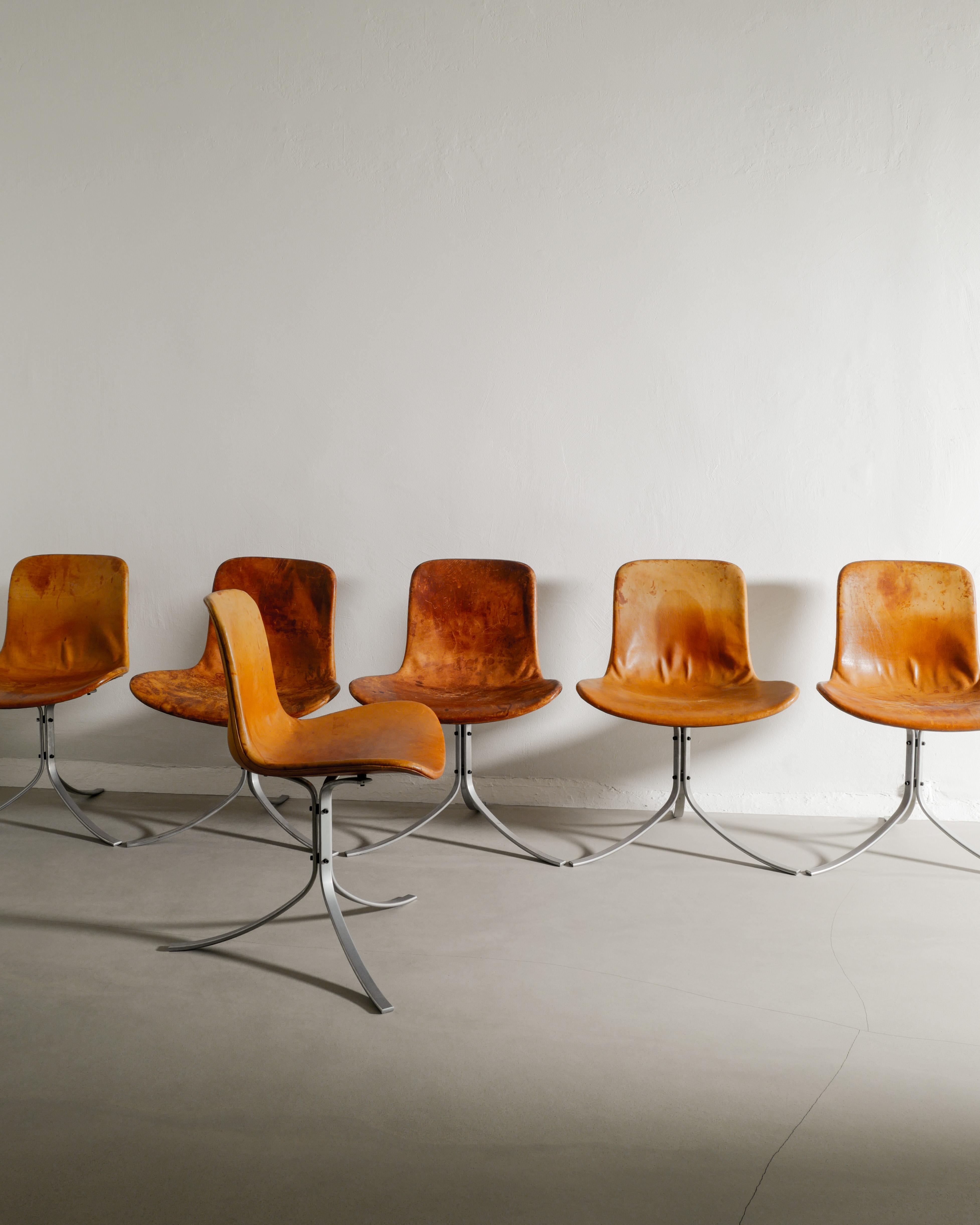 Very rare set of Danish mid century dining chairs model 