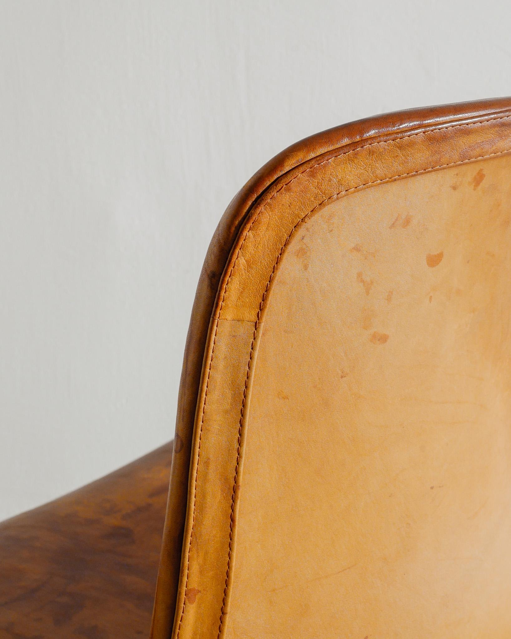 Set of Six Poul Kjaerholm PK9 Dining Chairs in Brown Leather by E. Kold, 1960s For Sale 1