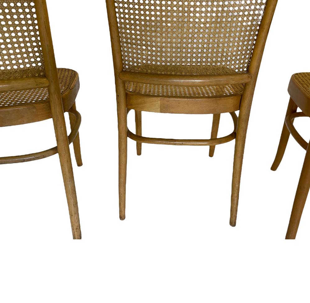 Set of Four Prague Cane Side Chairs Designed by Josef Hoffmann For Sale at 1stDibs