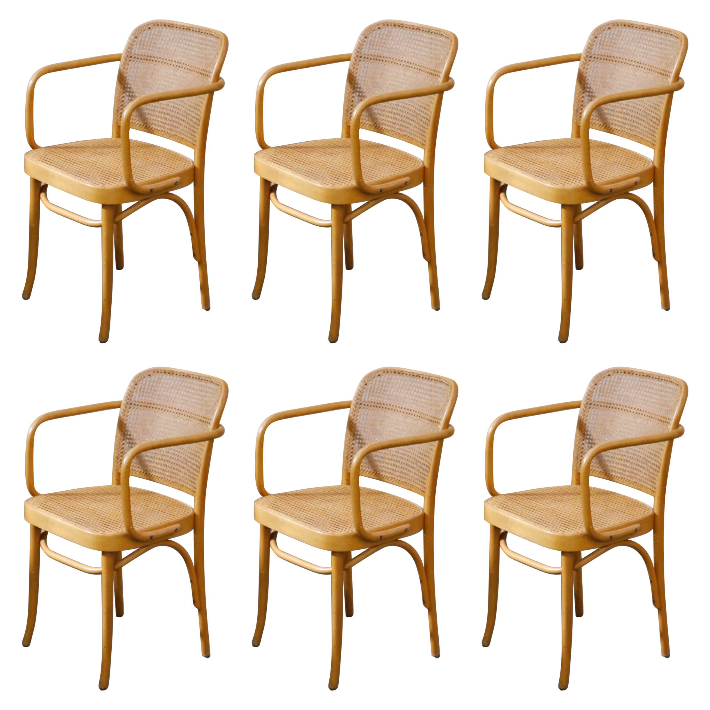 Set of Six 'Prague' Dining Chairs by Josef Frank & Josef Hoffmann, 1960s, Signed