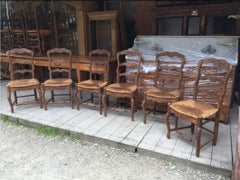 Set of Six Provencal French Dining Room Chairs in Oakwood from 1920s