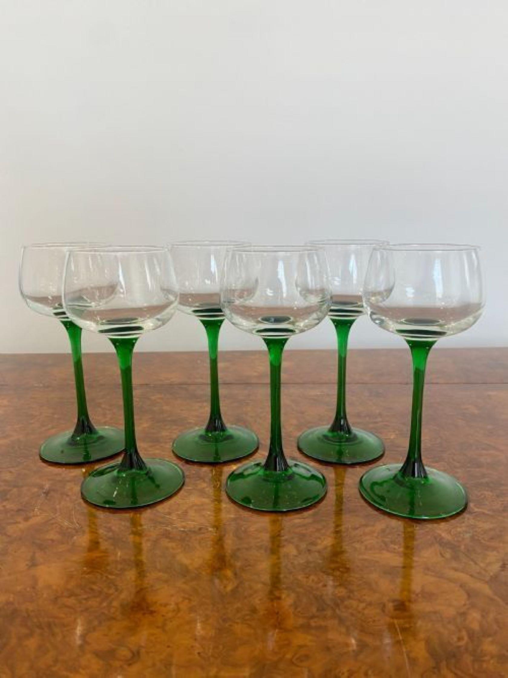 20th Century Set of six quality Edwardian wine glasses For Sale