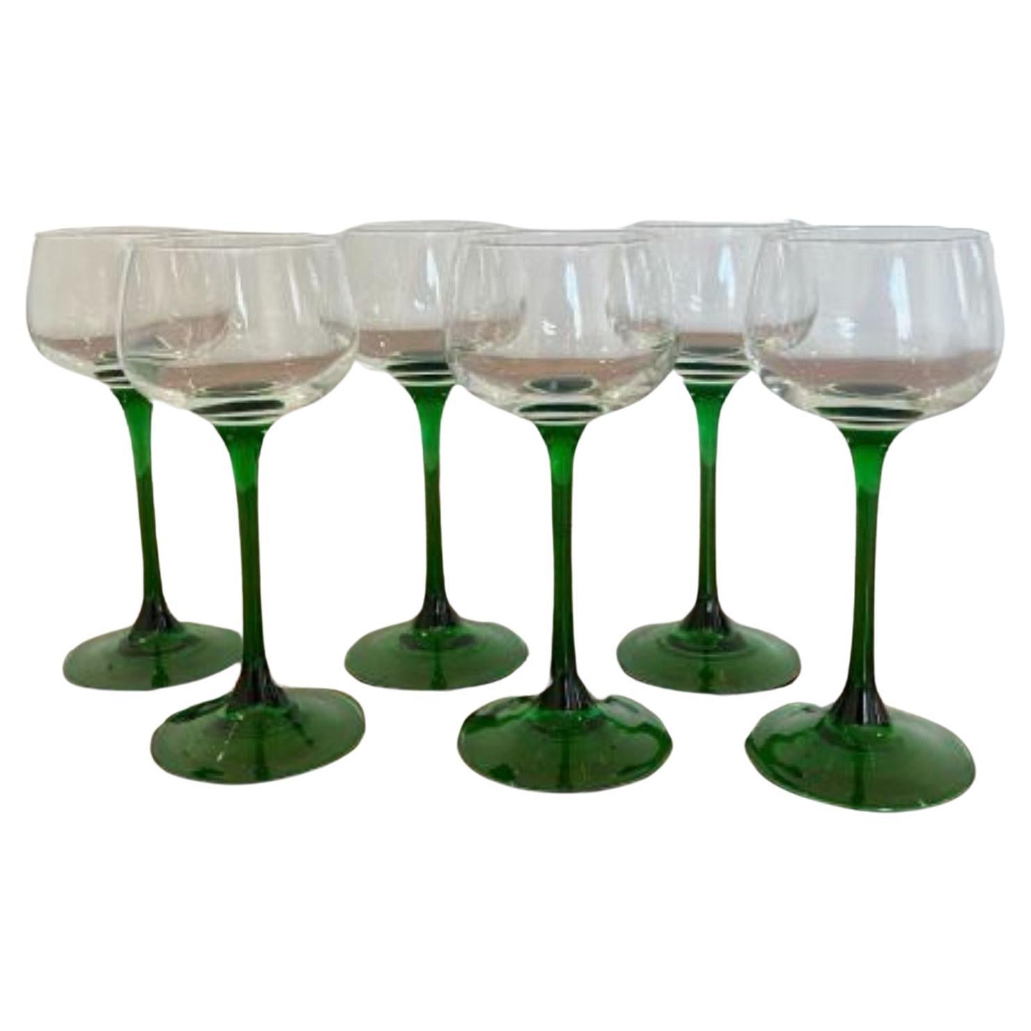Set of six quality Edwardian wine glasses For Sale