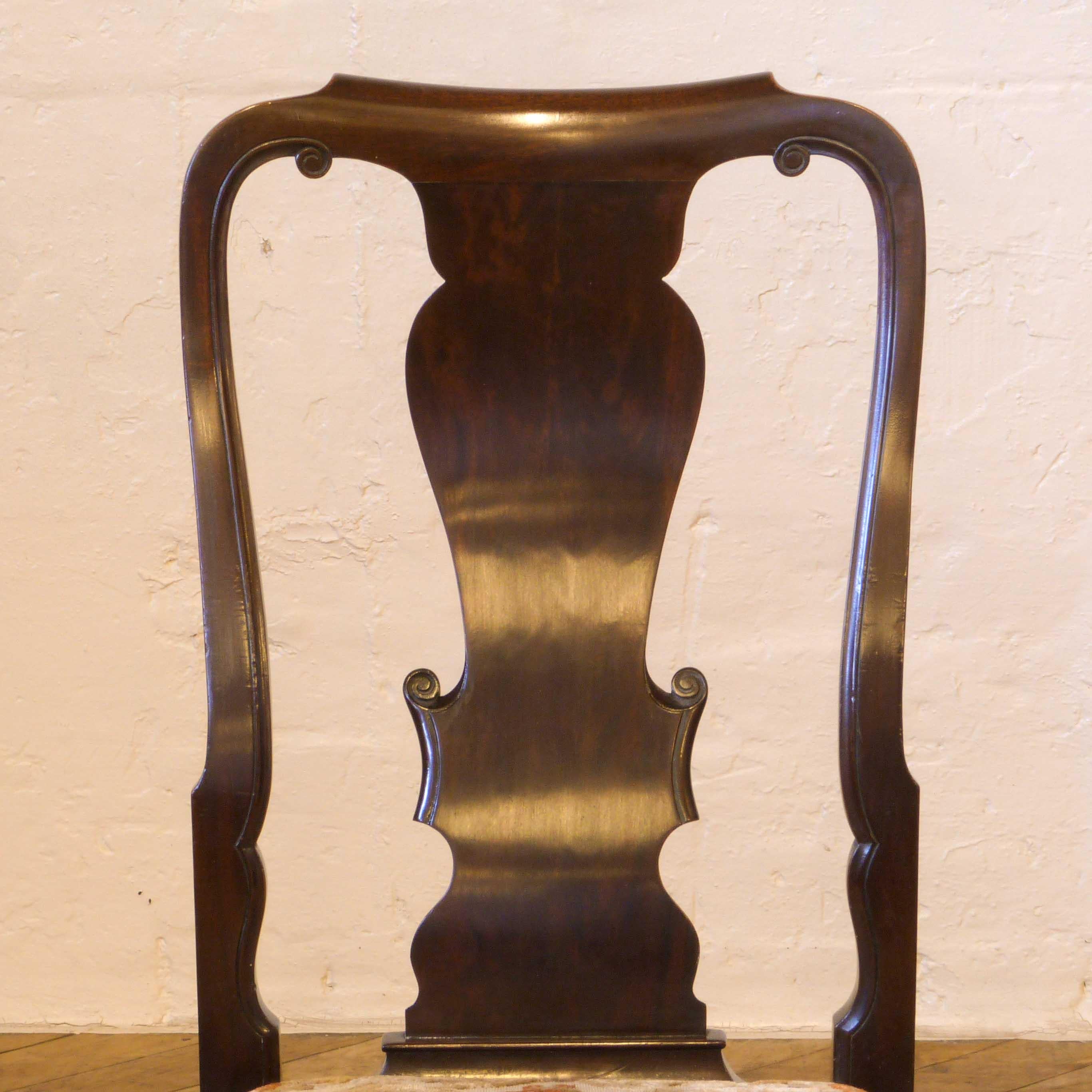 English Set of Six Queen Anne Style Mahogany Chairs