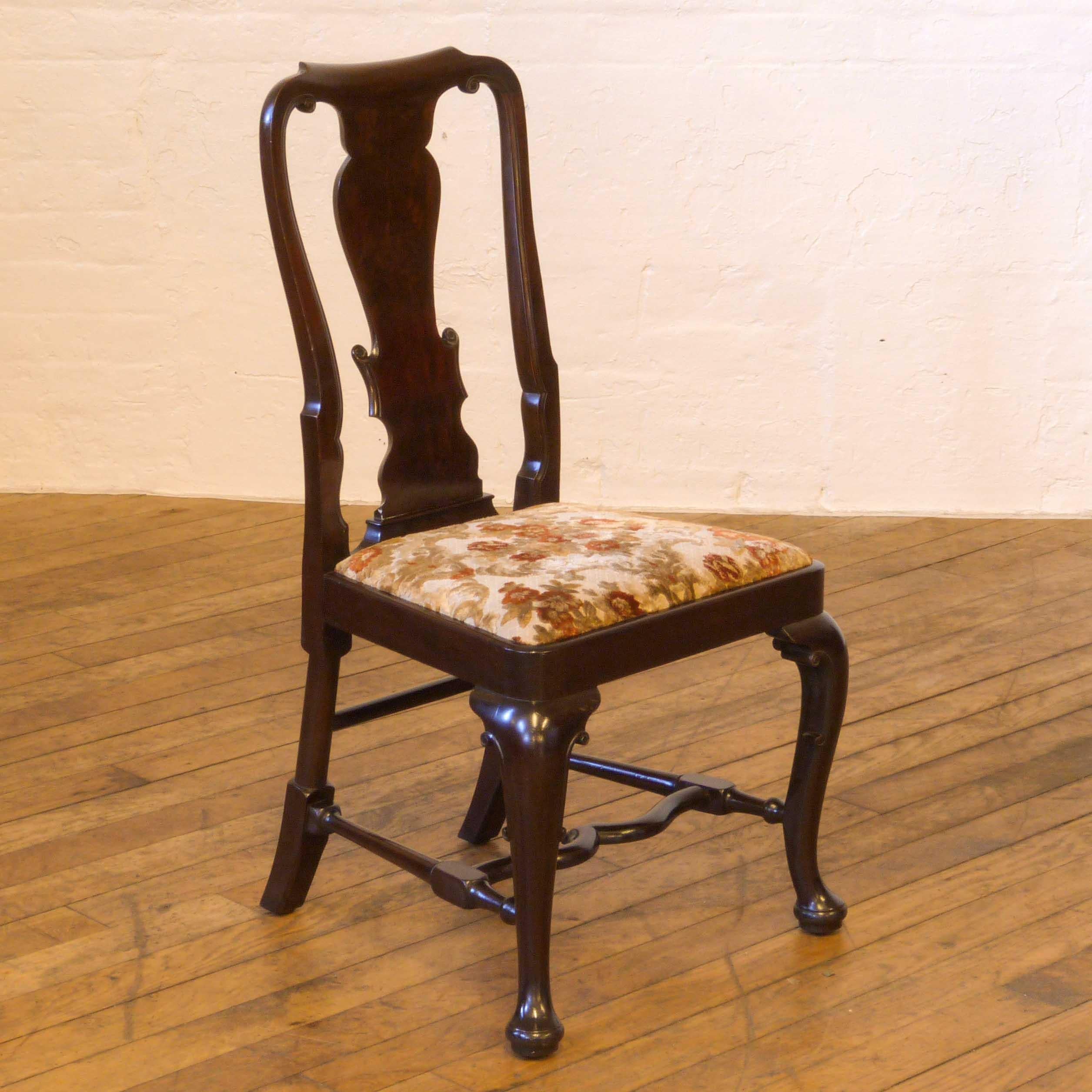 Polished Set of Six Queen Anne Style Mahogany Chairs