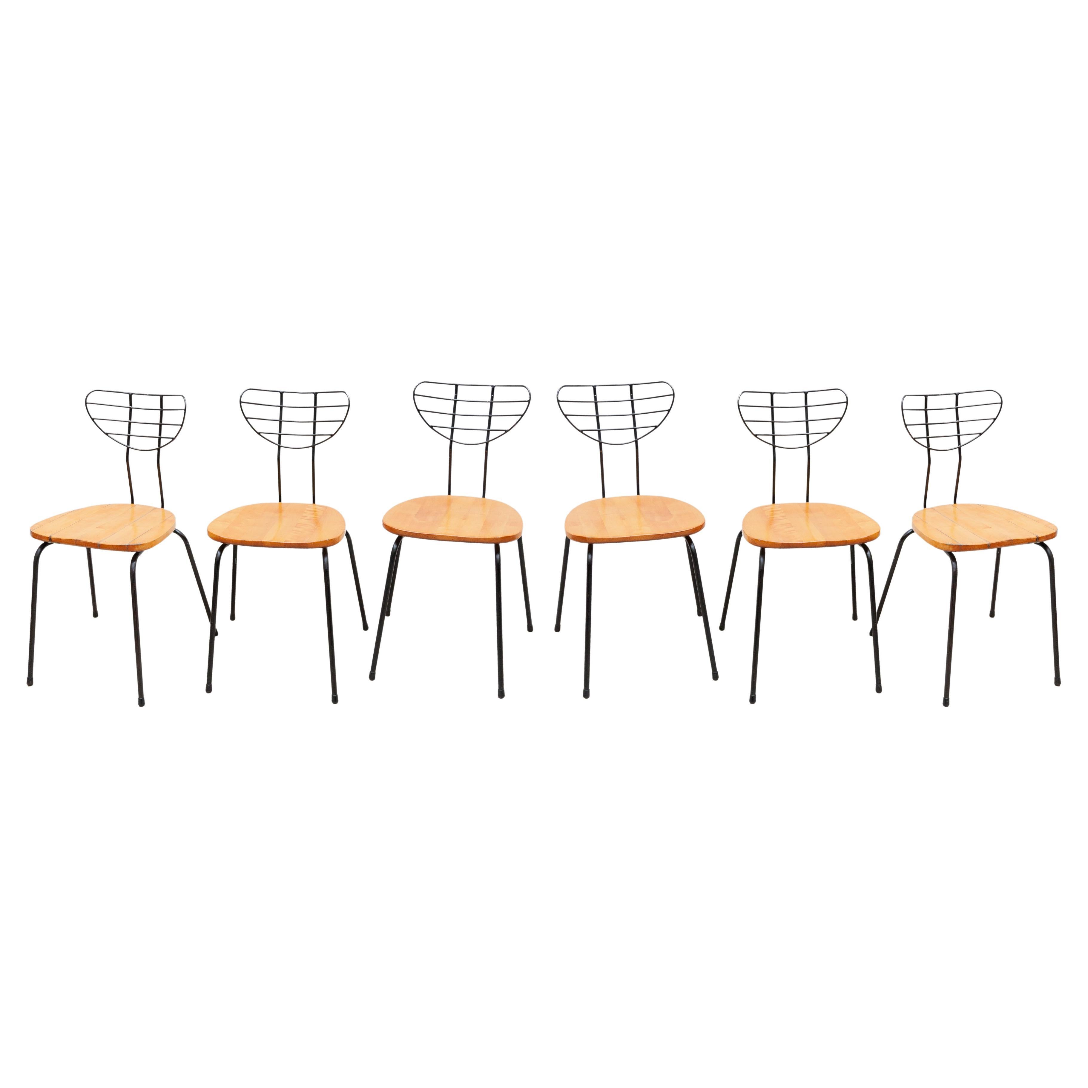 Set of Six "Radar" Chairs Designed by Willy Van Der Meeren for Tubax, Belgium For Sale