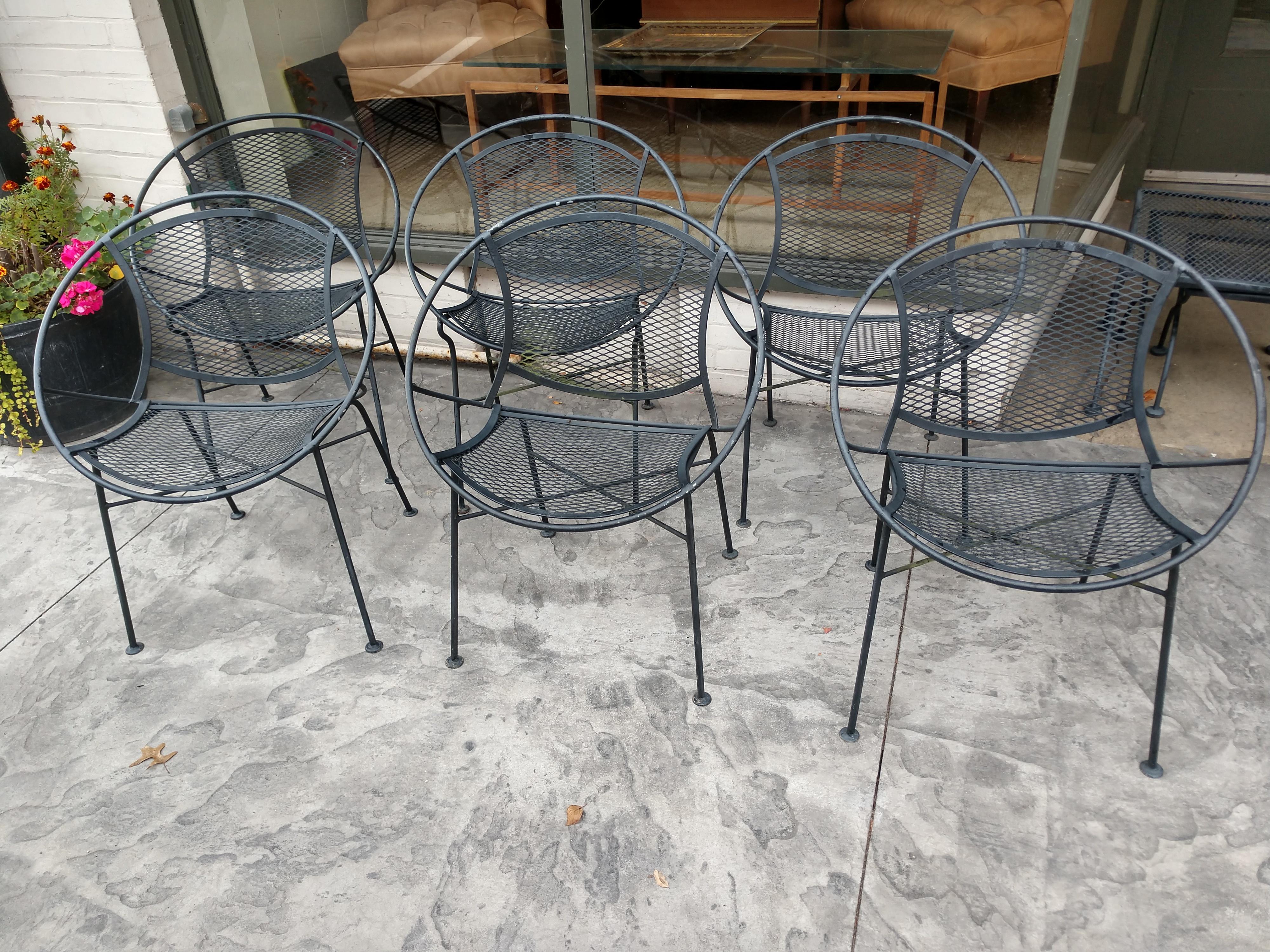 Iron Six Mid Century Radar Outdoor Dining Lounge Chairs by John Salterini