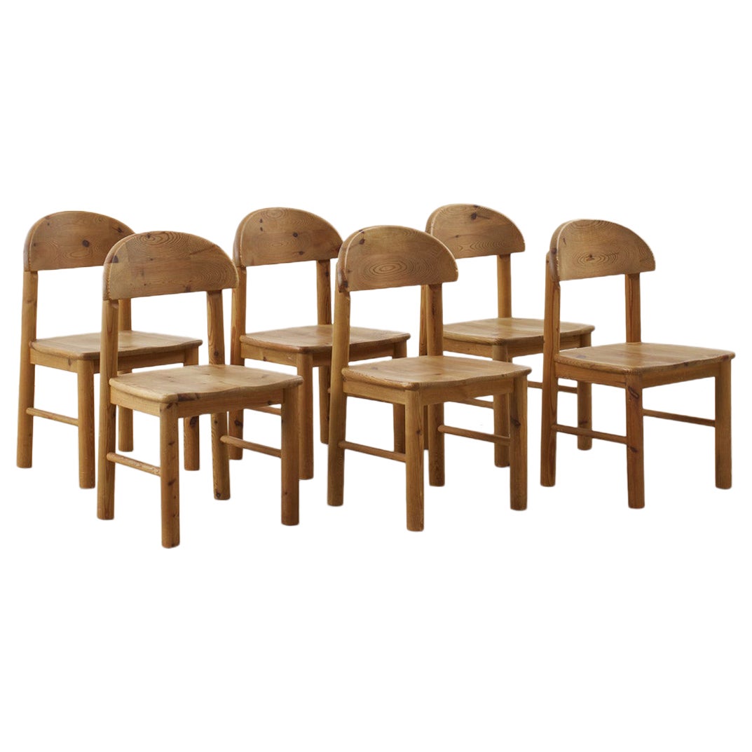 Set of six Rainer Daumiller solid pine dining chairs for Hirtshals Savvaerk For Sale