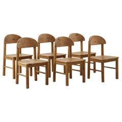 Vintage Set of six Rainer Daumiller solid pine dining chairs for Hirtshals Savvaerk