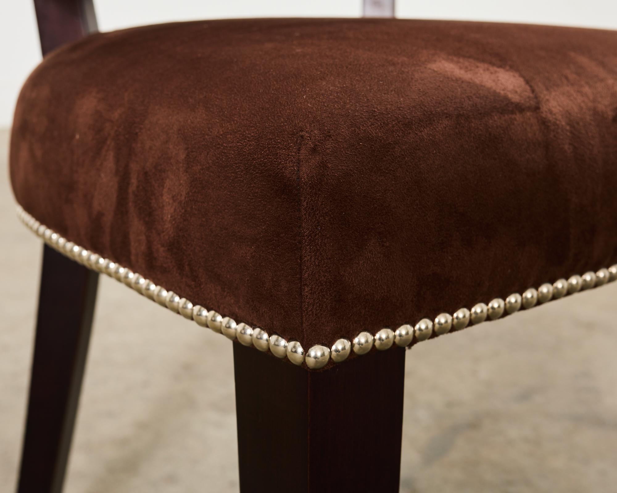 Set of Six Ralph Lauren Alcantara Barrel Back Dining Chairs 8