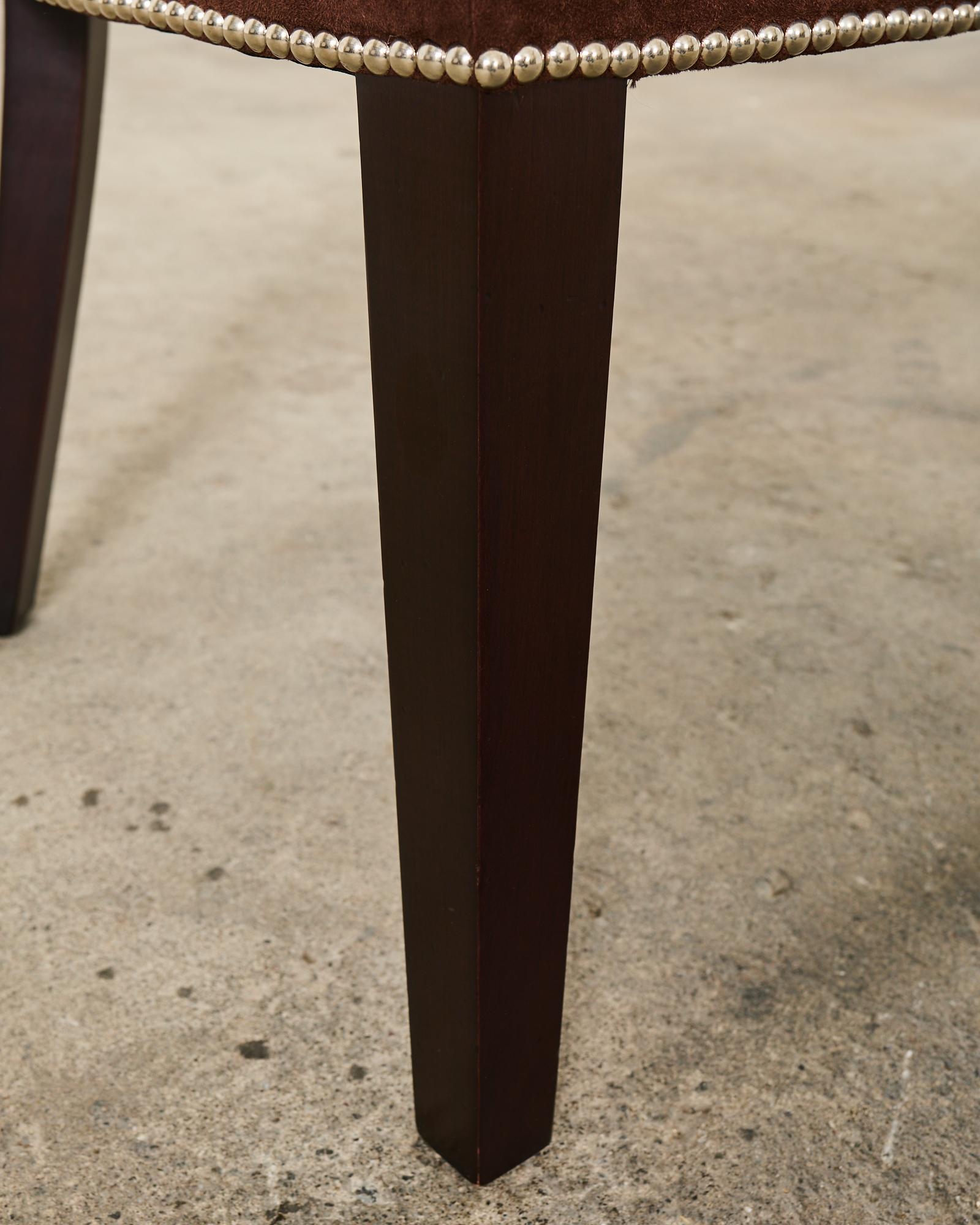 Set of Six Ralph Lauren Alcantara Barrel Back Dining Chairs 9