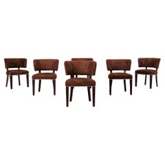 Used Set of Six Ralph Lauren Alcantara Barrel Back Dining Chairs