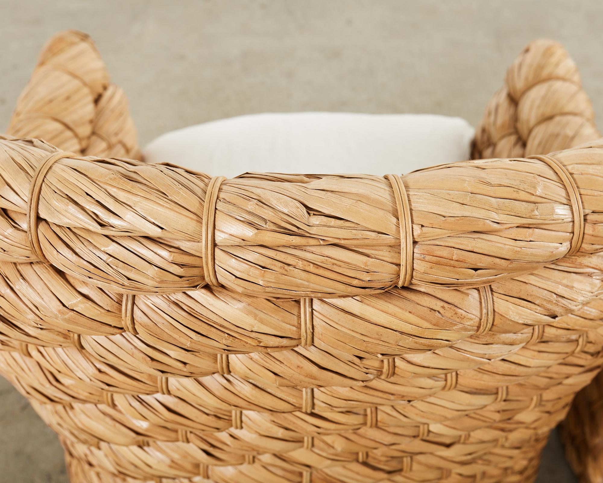 Set of Six Ralph Lauren Joshua Tree Woven Dining Armchairs 8