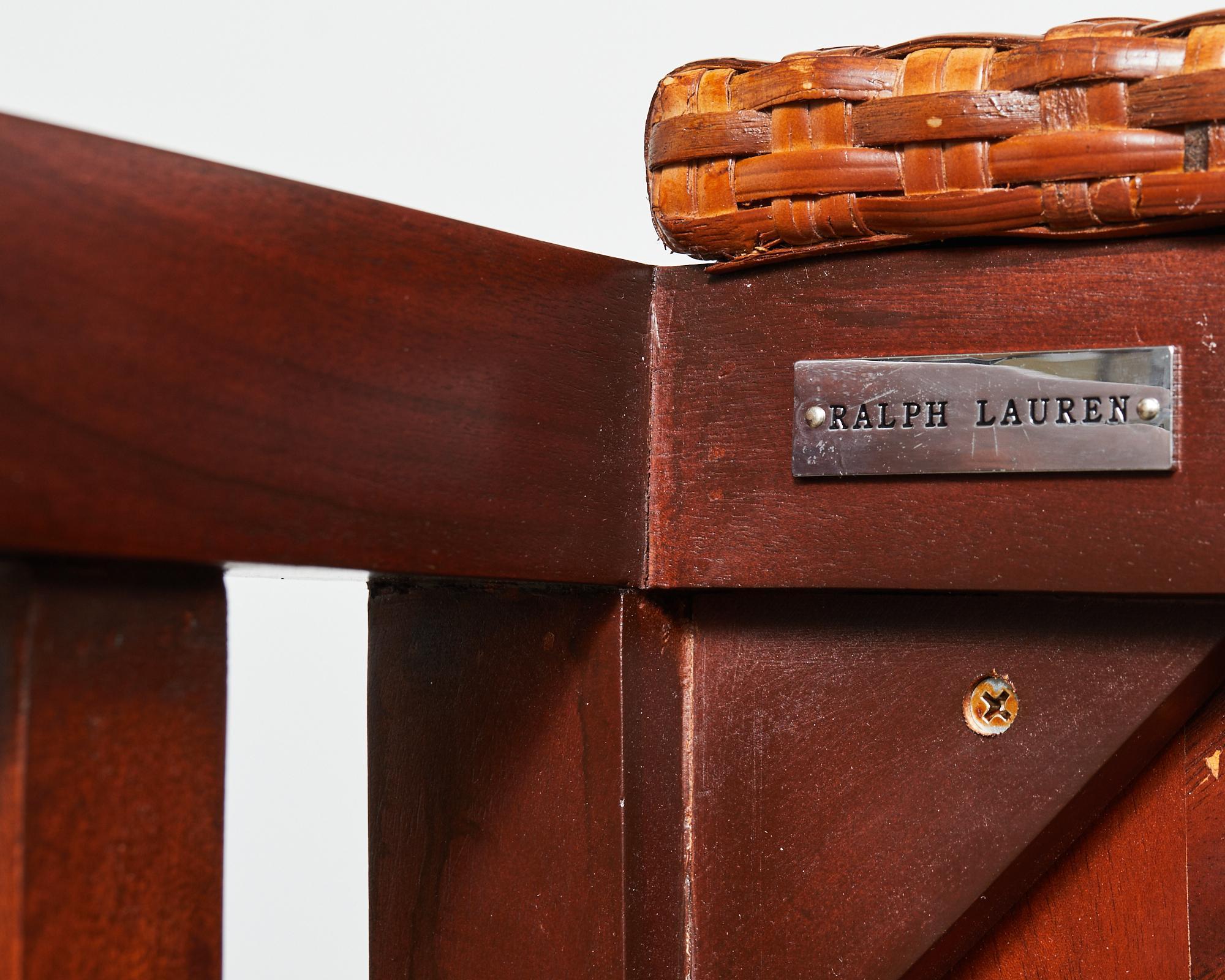 Hand-Crafted Set of Six Ralph Lauren Mahogany Rattan Barrel Dining Chairs