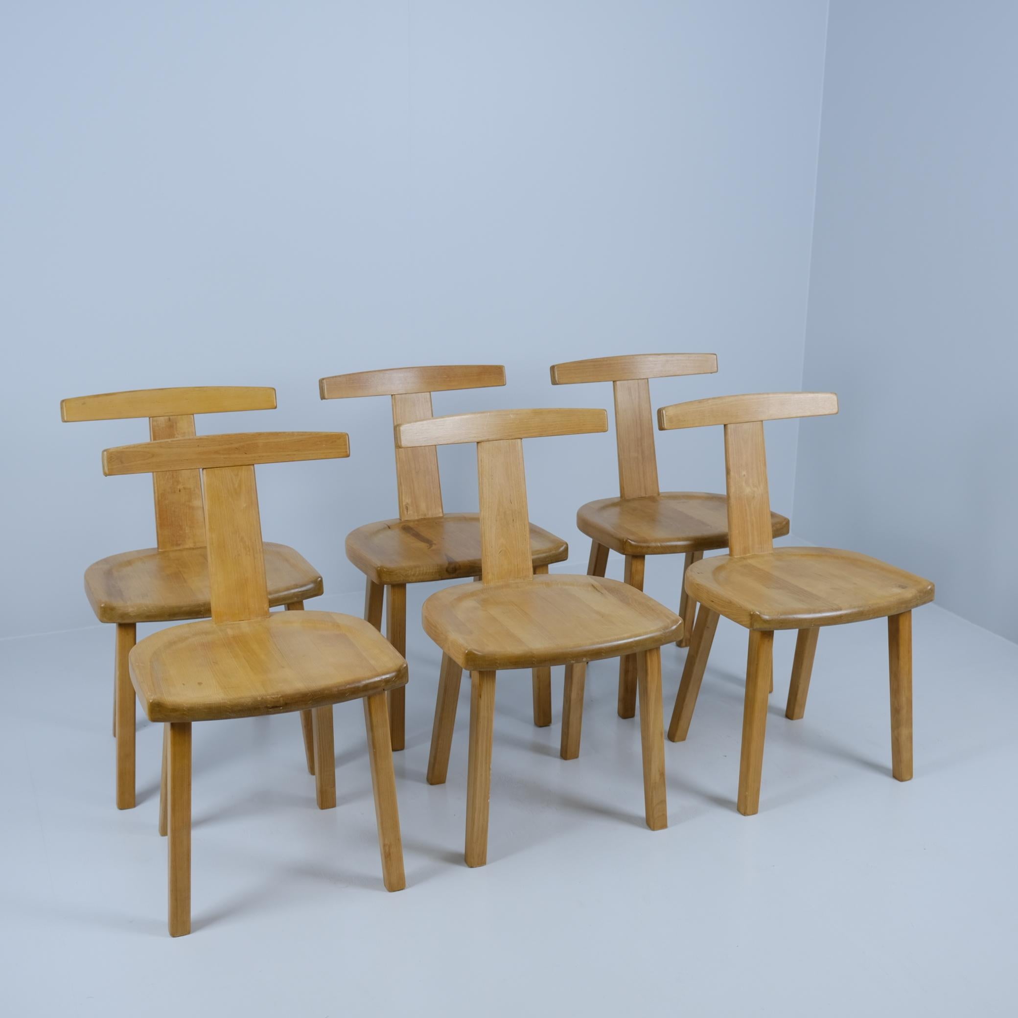 Ensemble de six rares chaises Olavi Hänninen Juha en bouleau massif, HMN, années 1950 en vente 2