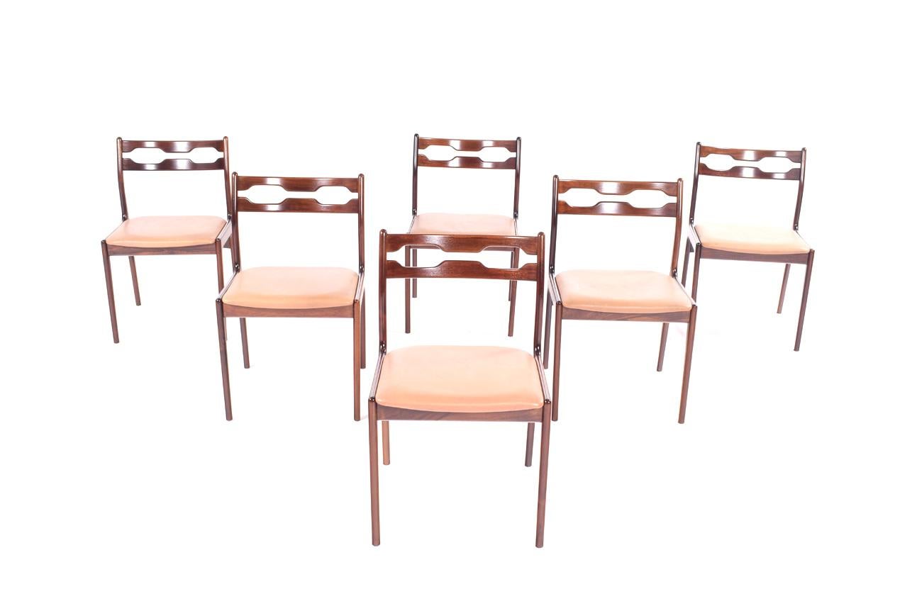 Mid-Century Modern Set of Six Rare Rosewood Razorblade Dining Chairs, Denmark, 1960s
