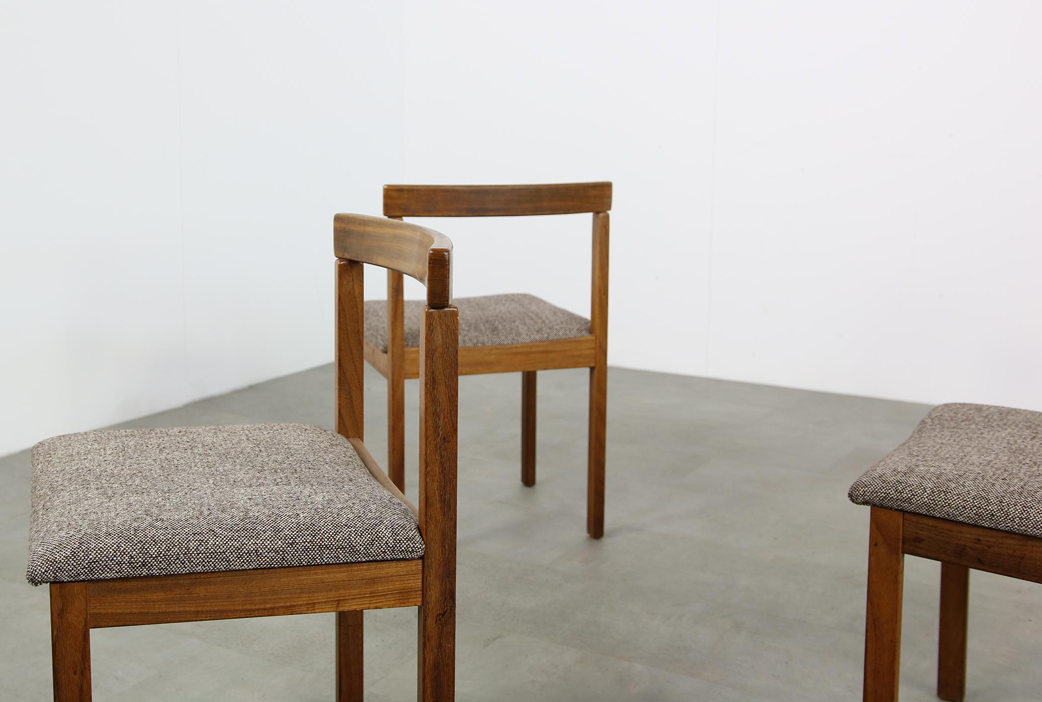 Set of Six Rare Scandinavian 1960s Asko Vintage Beechwood Chairs, Tweed Covered In Good Condition In Hamminkeln, DE