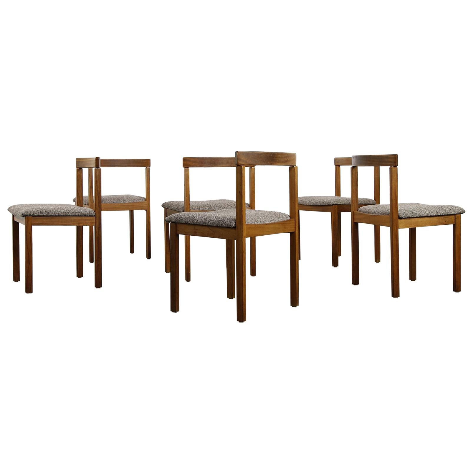 Set of Six Rare Scandinavian 1960s Asko Vintage Beechwood Chairs, Tweed Covered