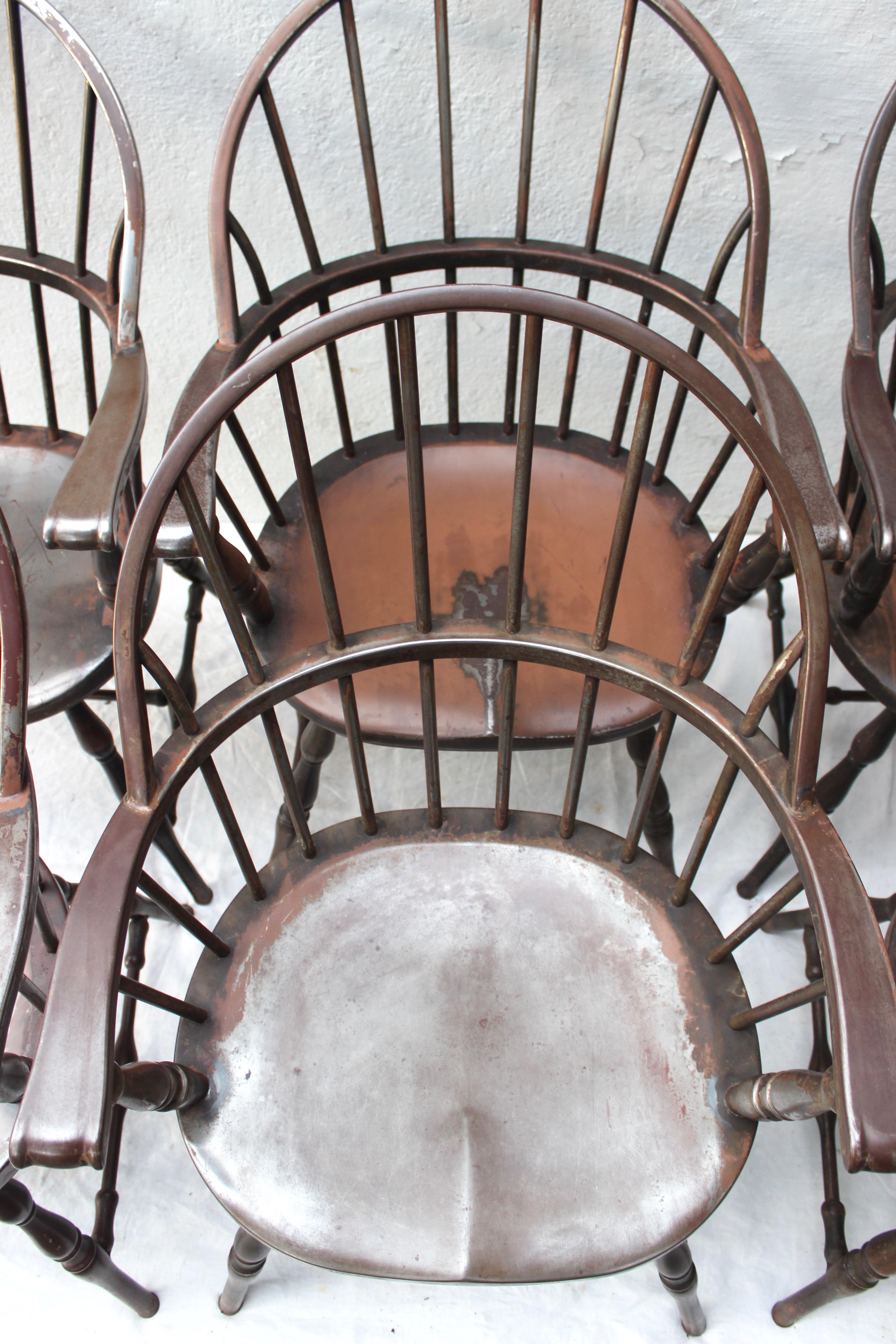 Set of Six Rare Steel Windsor Chairs 5