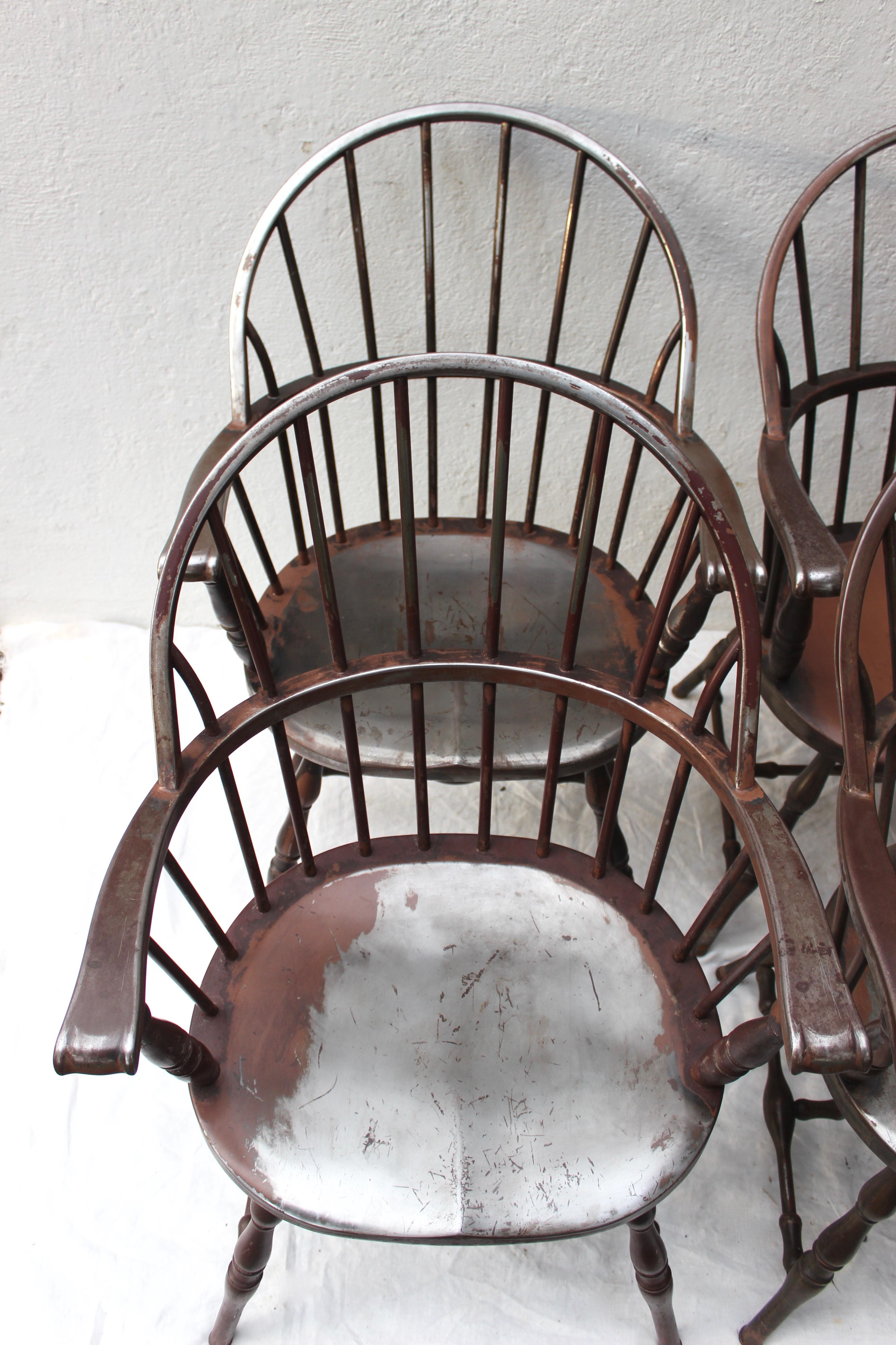 American Set of Six Rare Steel Windsor Chairs