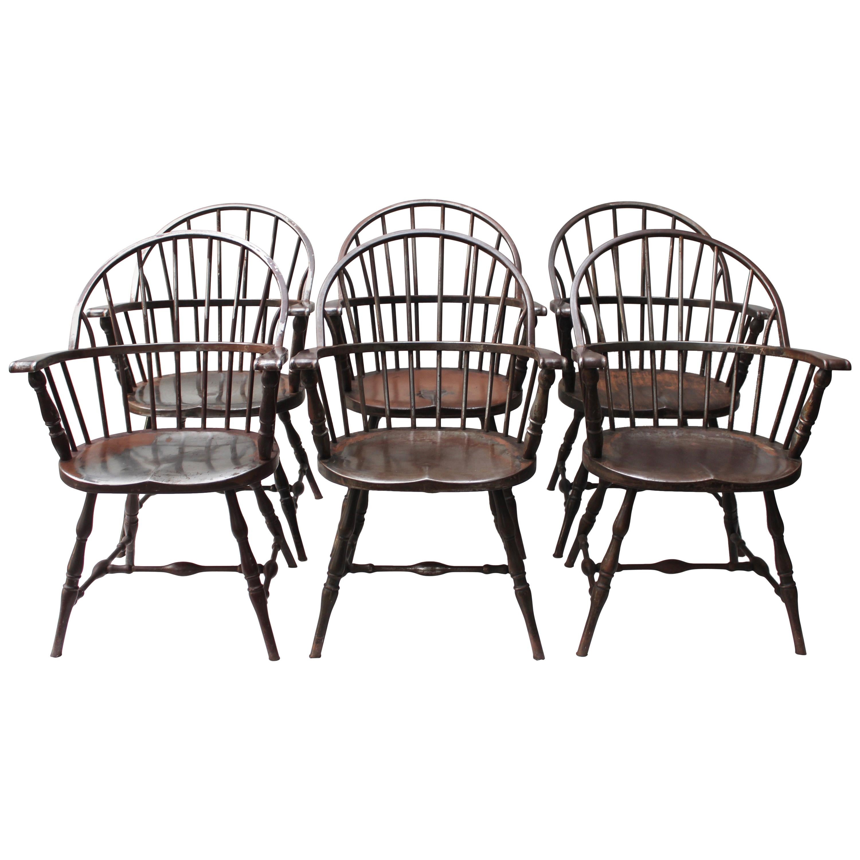 Set of Six Rare Steel Windsor Chairs