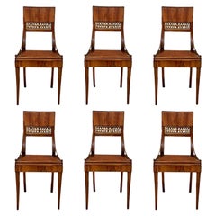 Sechserpackung  Seltene Nussbaum Klismos-Stil Stühle mit Rohrsitz
