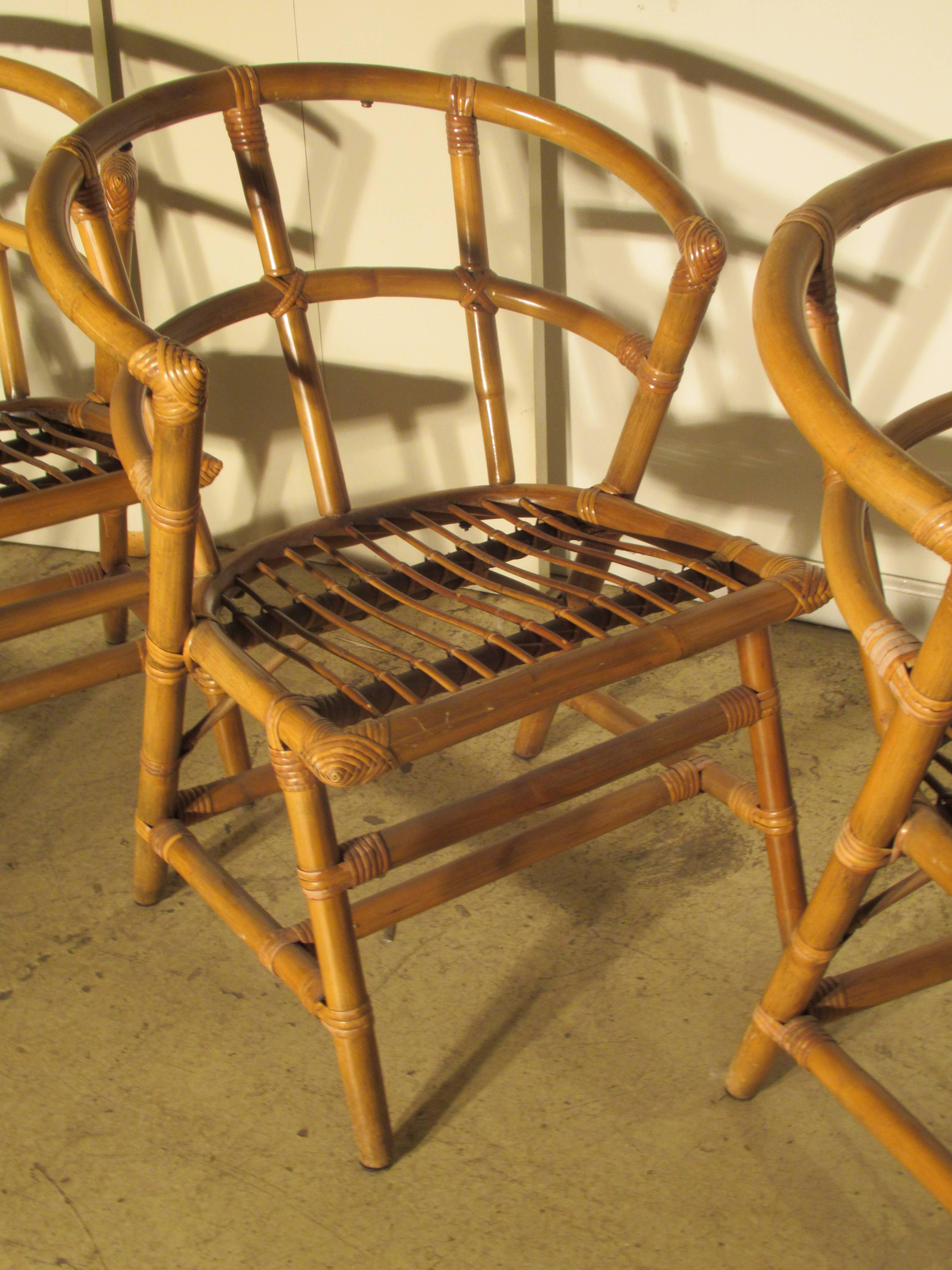 American Set of Six Rattan Chairs by Willow and Reed 