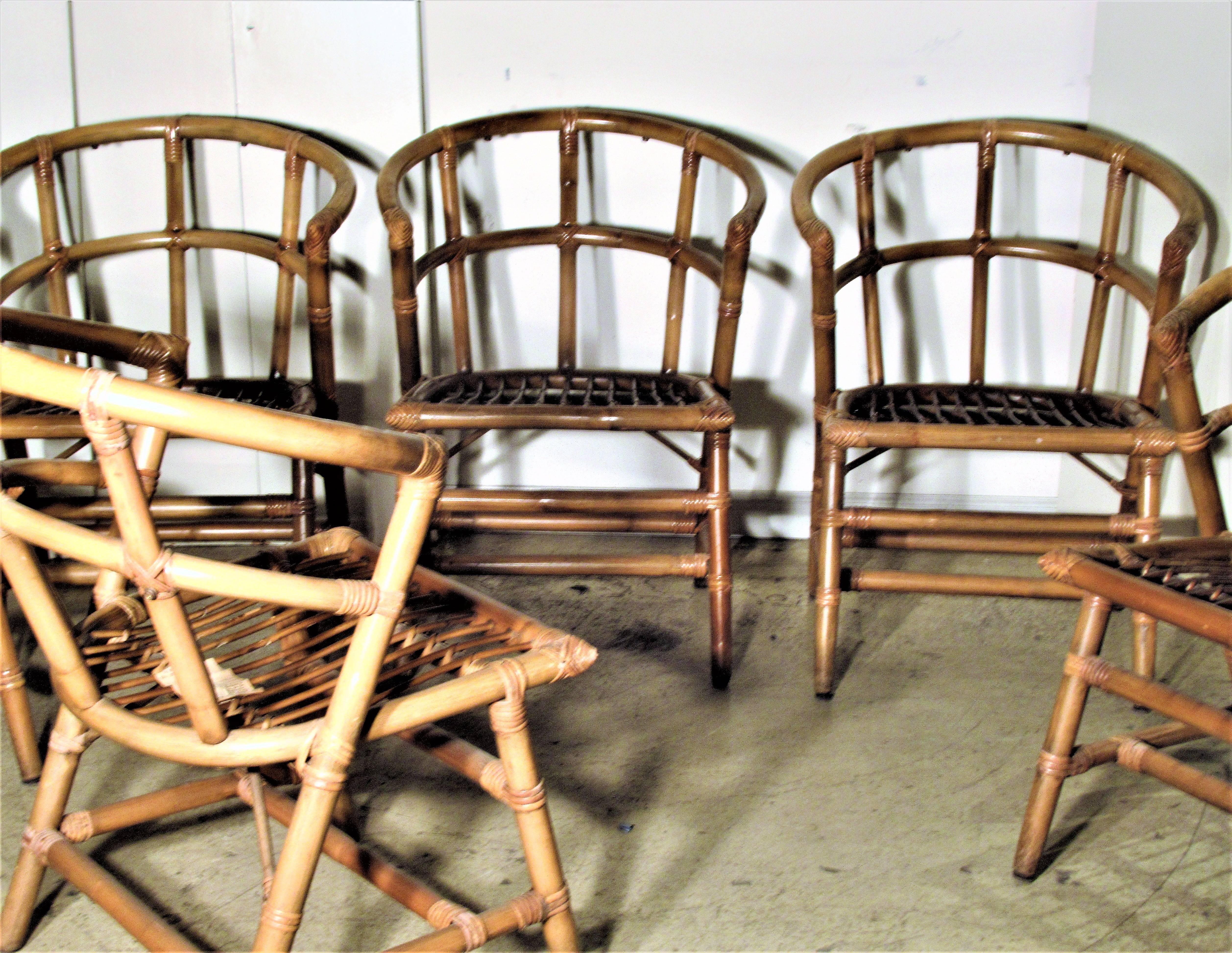Set of Six Rattan Chairs by Willow and Reed  1