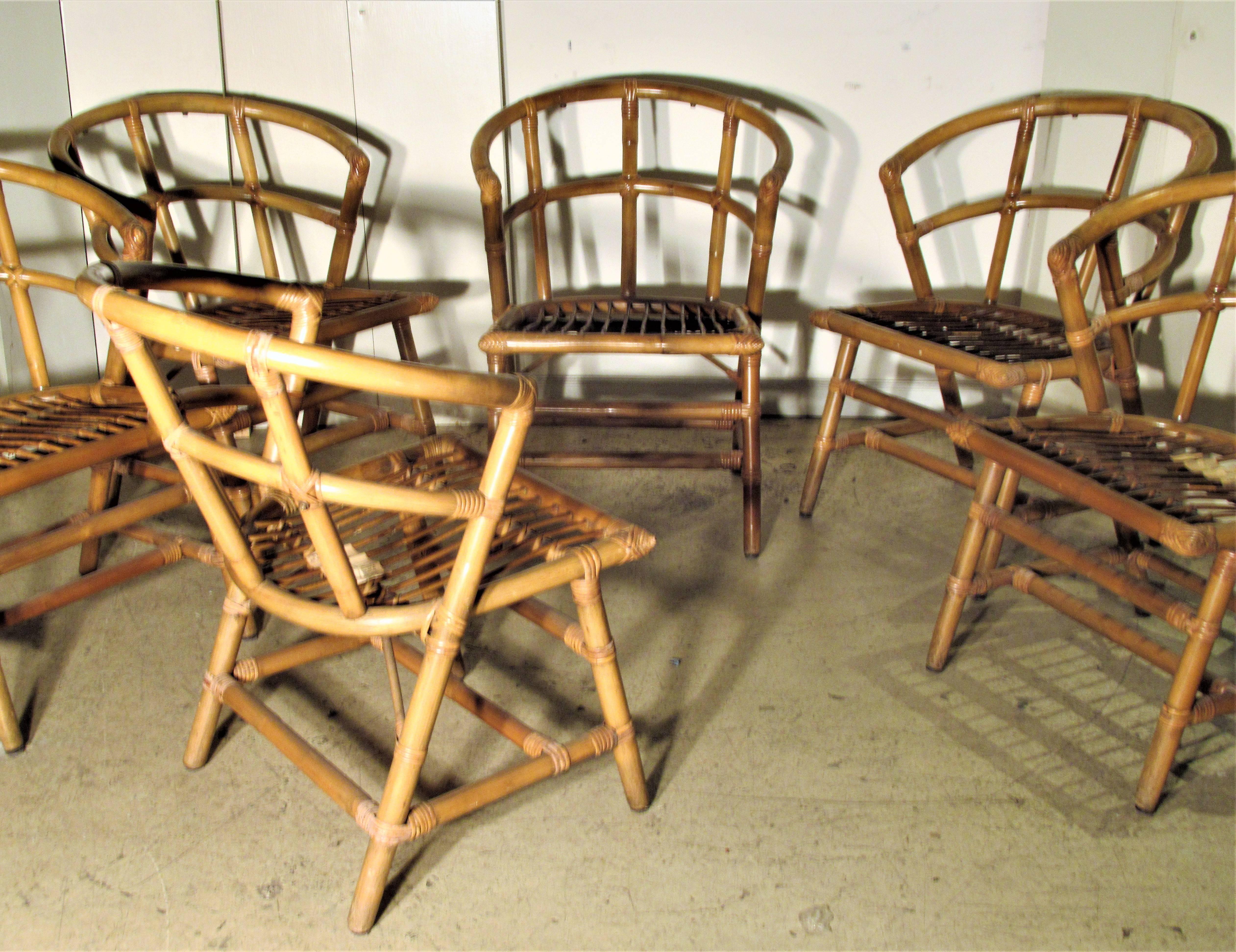 Set of Six Rattan Chairs by Willow and Reed  2