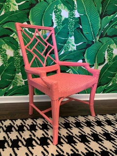 Set of Six Rattan Chinoiserie Faux Bamboo Dining Chairs