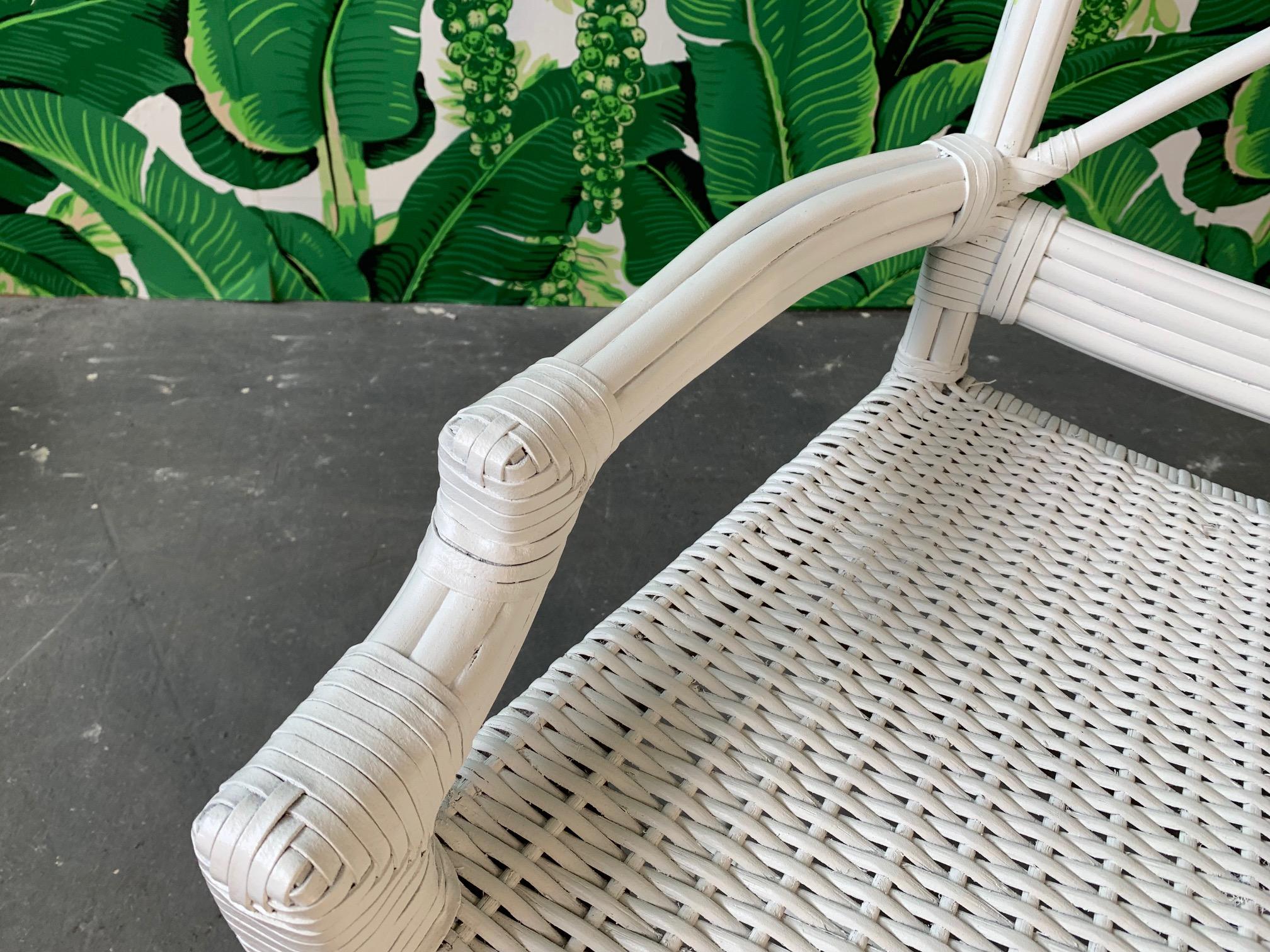 Set of 6 Rattan Chinoiserie Faux Bamboo Dining Chairs For Sale 2