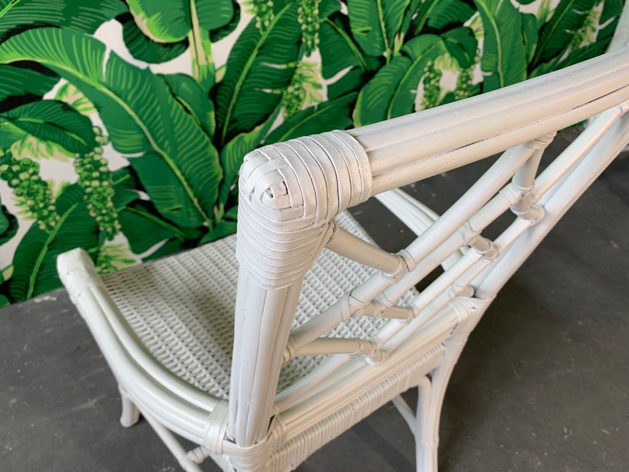 Set of 6 Rattan Chinoiserie Faux Bamboo Dining Chairs For Sale 3