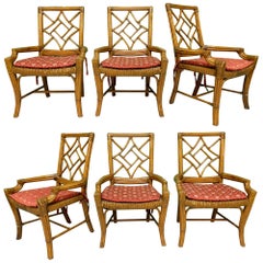 Set of Six Rattan Chinoiserie Faux Bamboo Dining Chairs