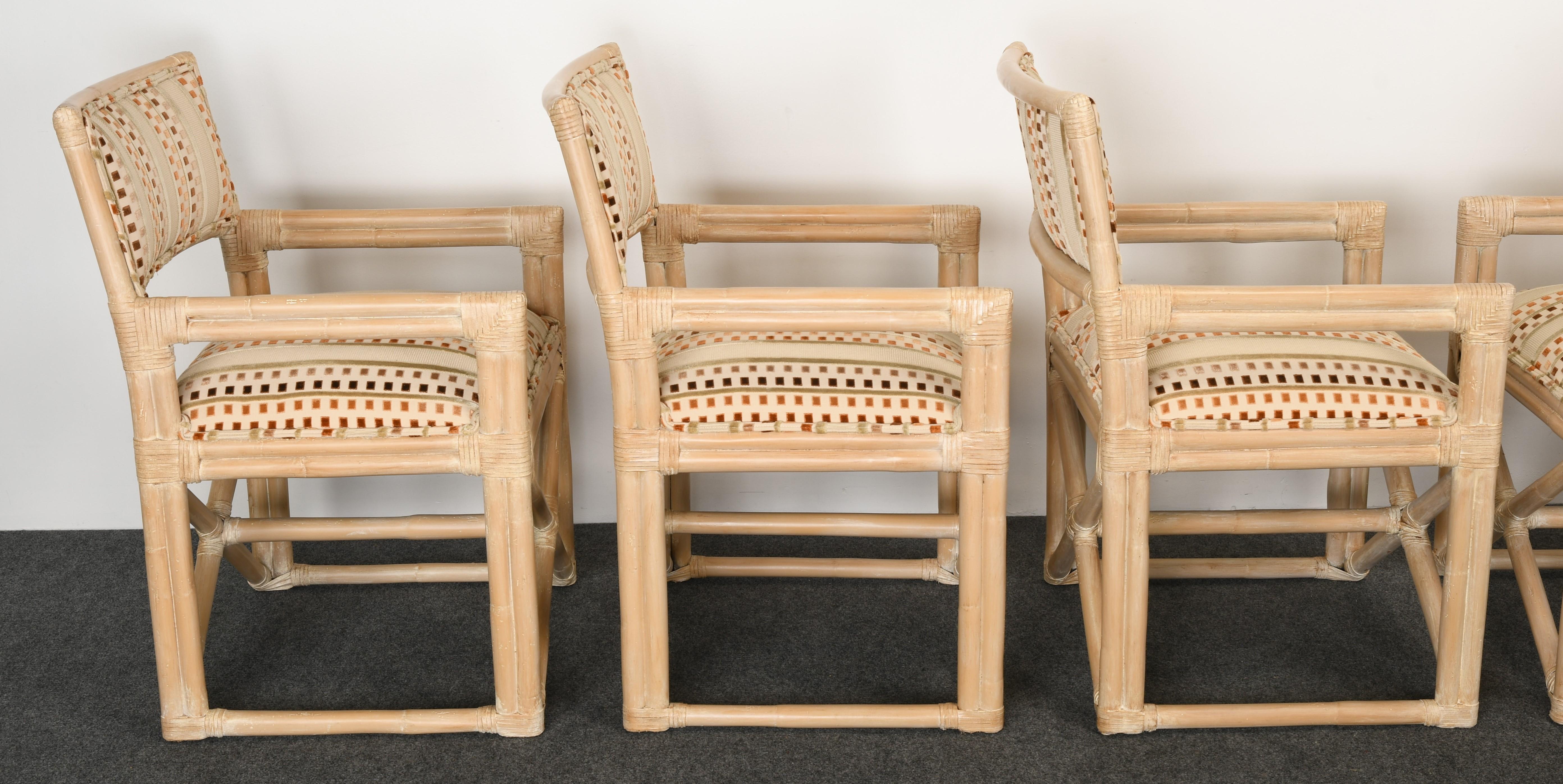 Set of Six Rattan Dining Chairs by Kreiss Collection, 1990s 5