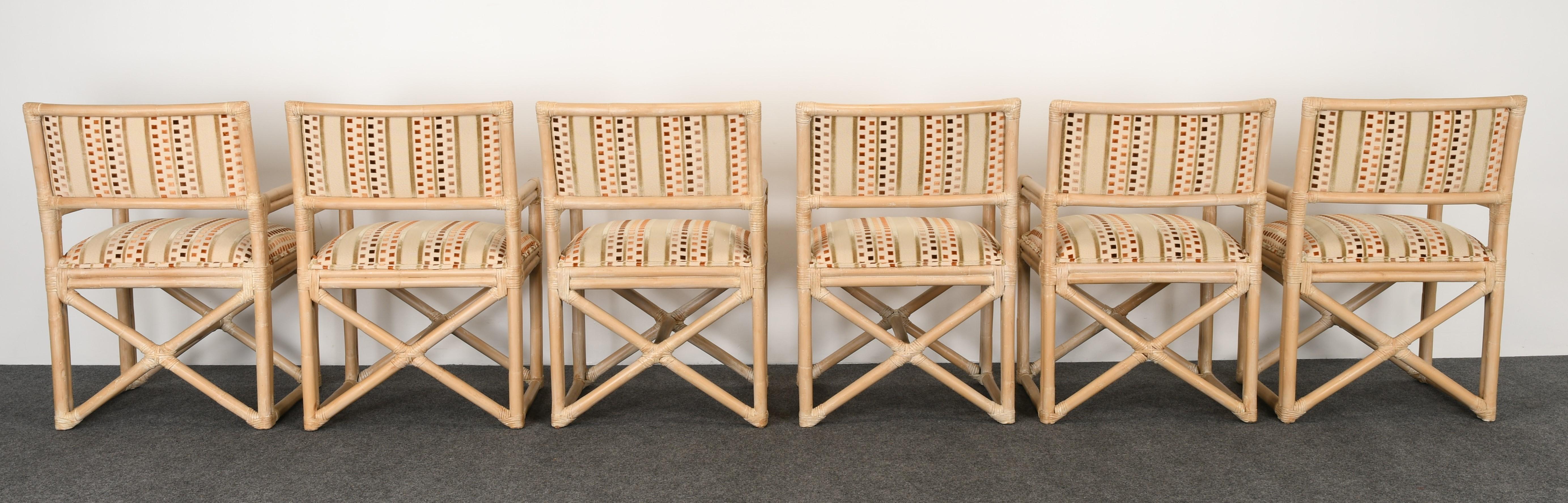 Set of Six Rattan Dining Chairs by Kreiss Collection, 1990s 6