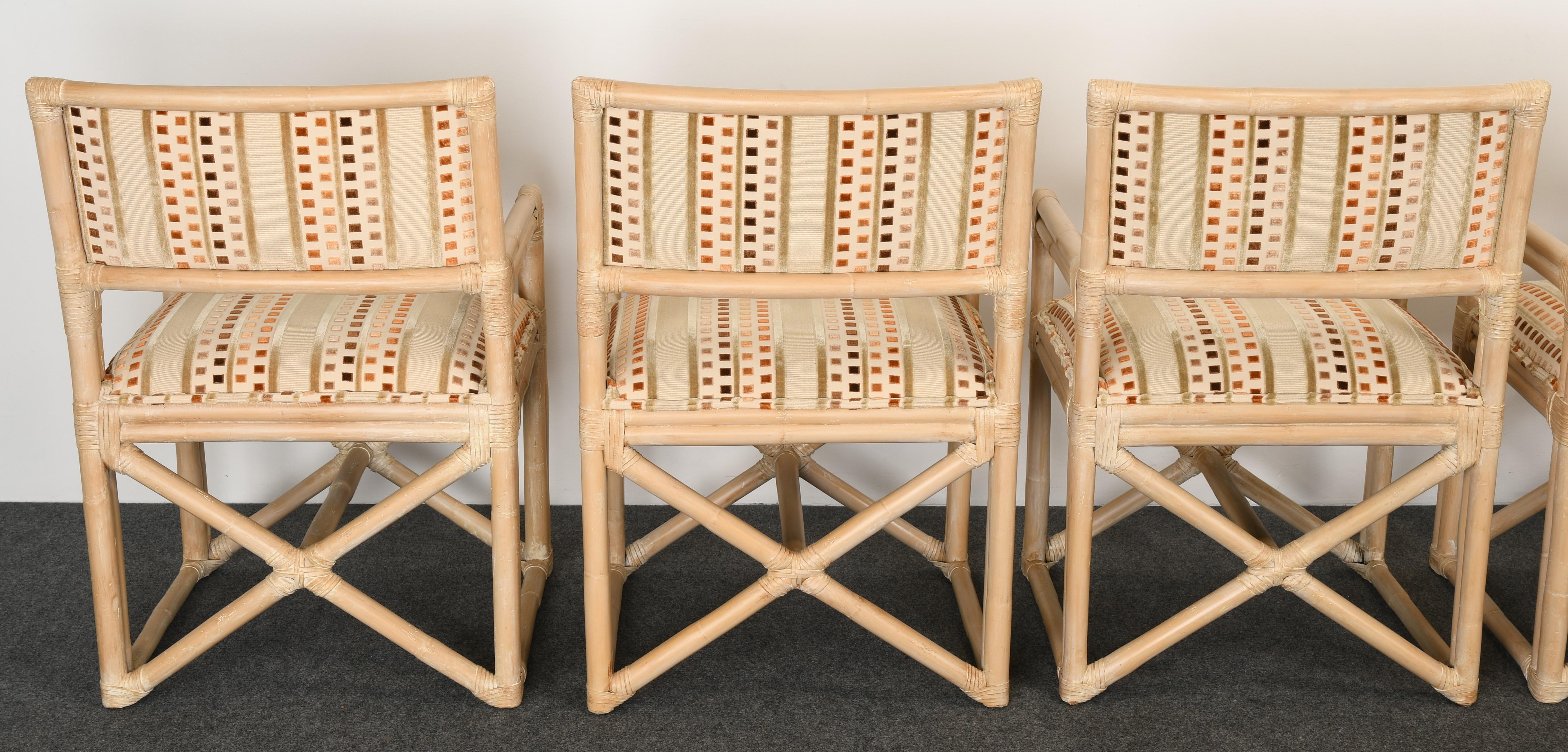 Set of Six Rattan Dining Chairs by Kreiss Collection, 1990s 7