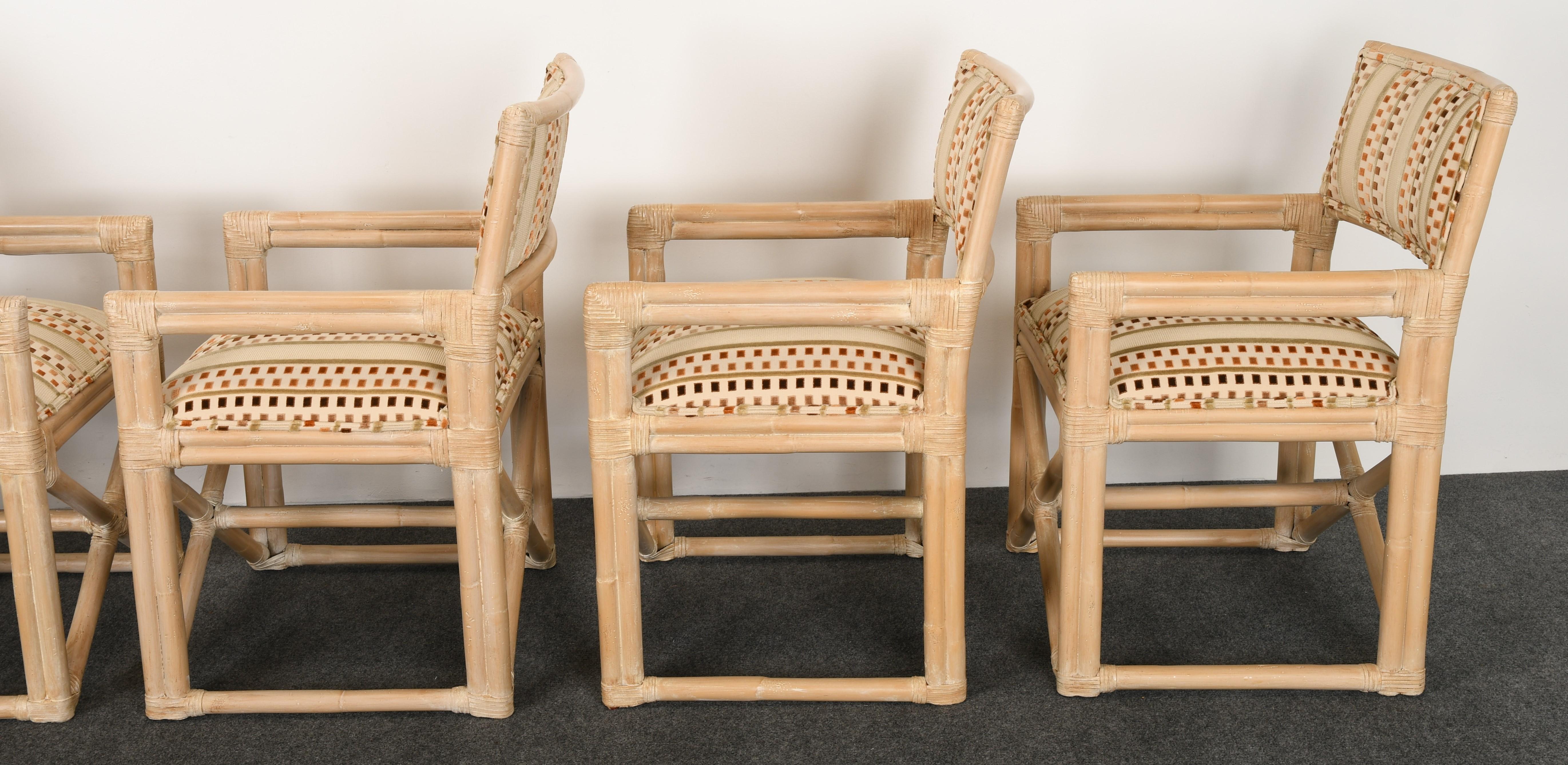 Organic Modern Set of Six Rattan Dining Chairs by Kreiss Collection, 1990s