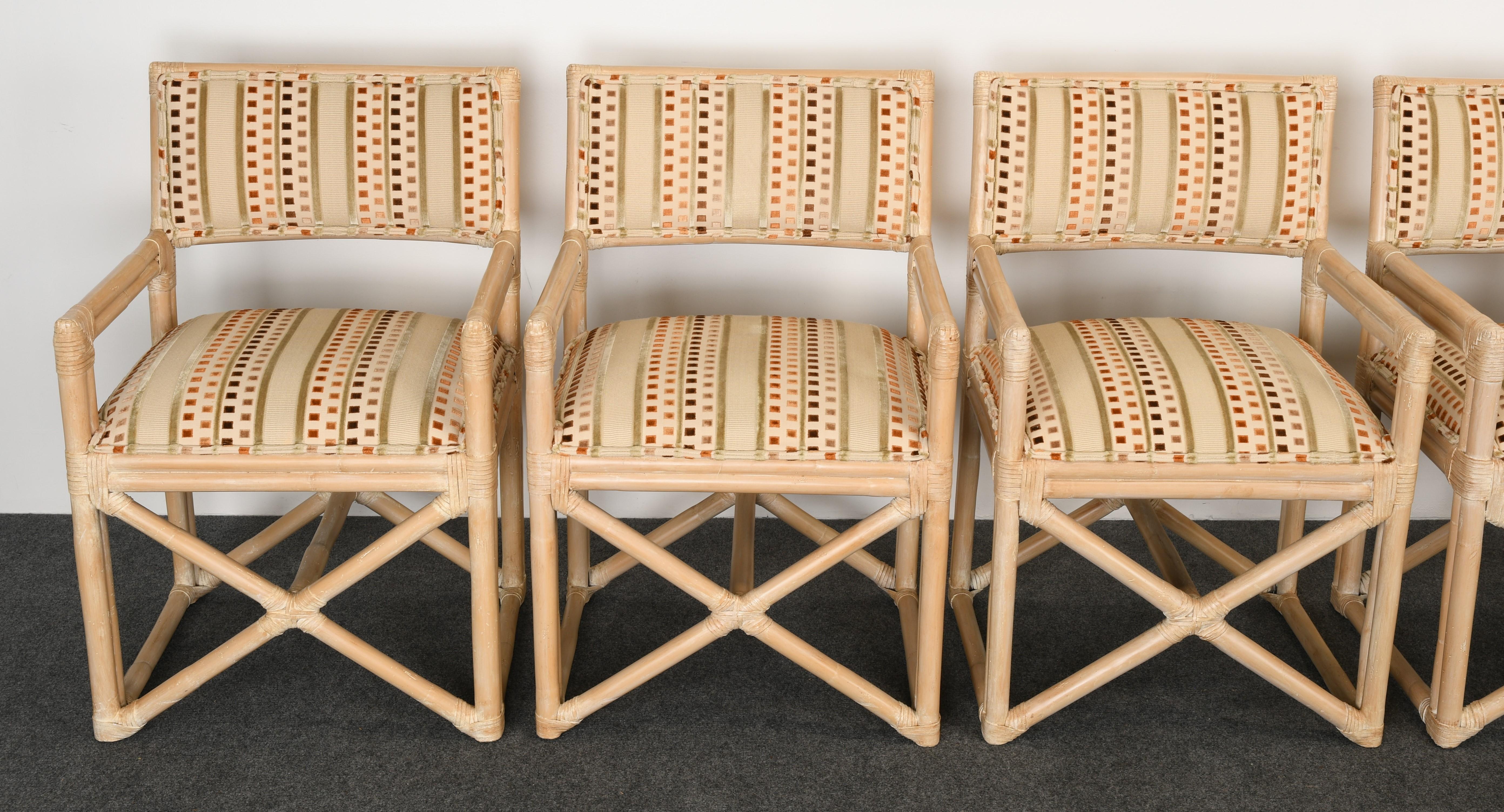 Late 20th Century Set of Six Rattan Dining Chairs by Kreiss Collection, 1990s