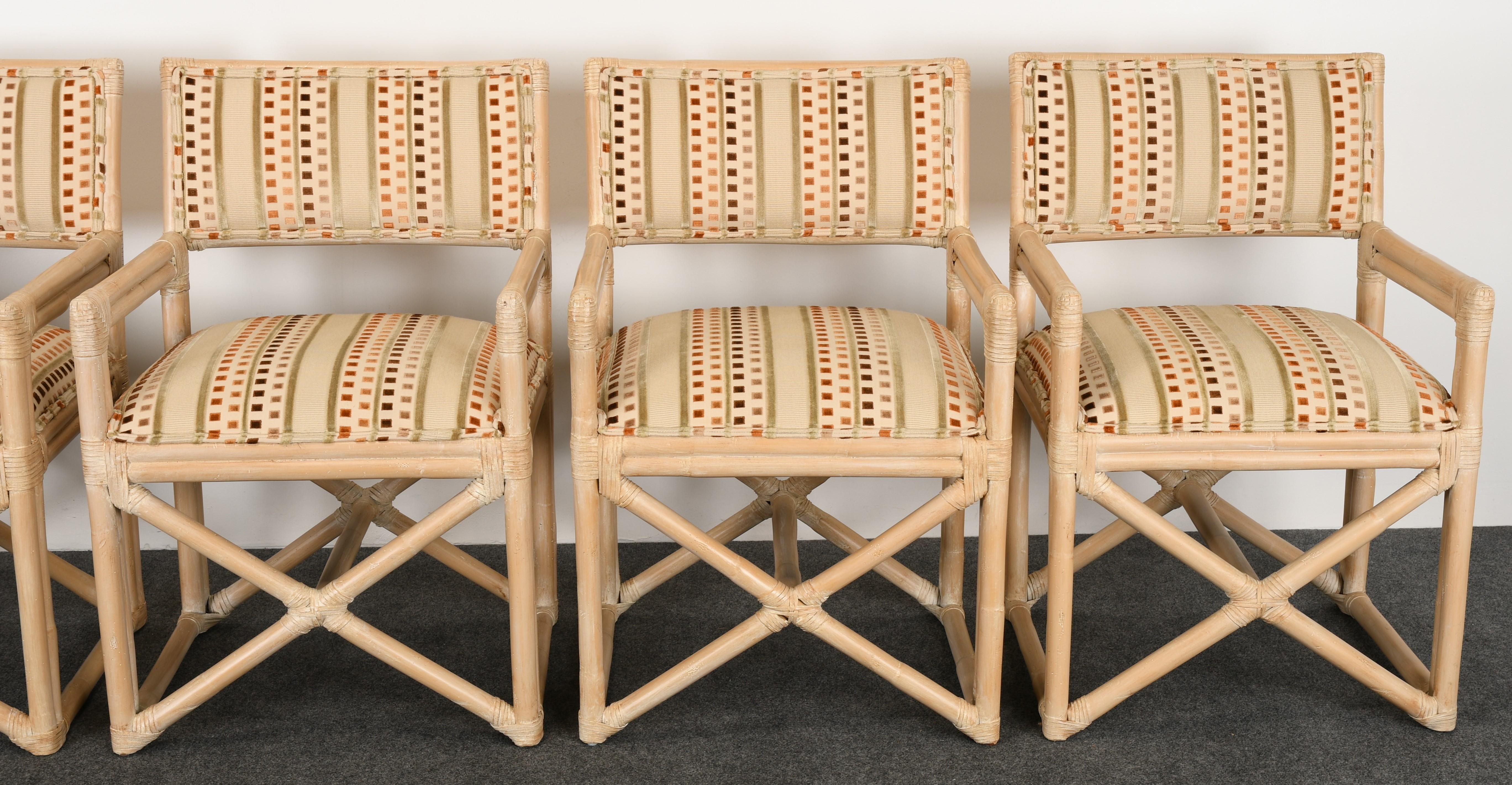 Set of Six Rattan Dining Chairs by Kreiss Collection, 1990s 3