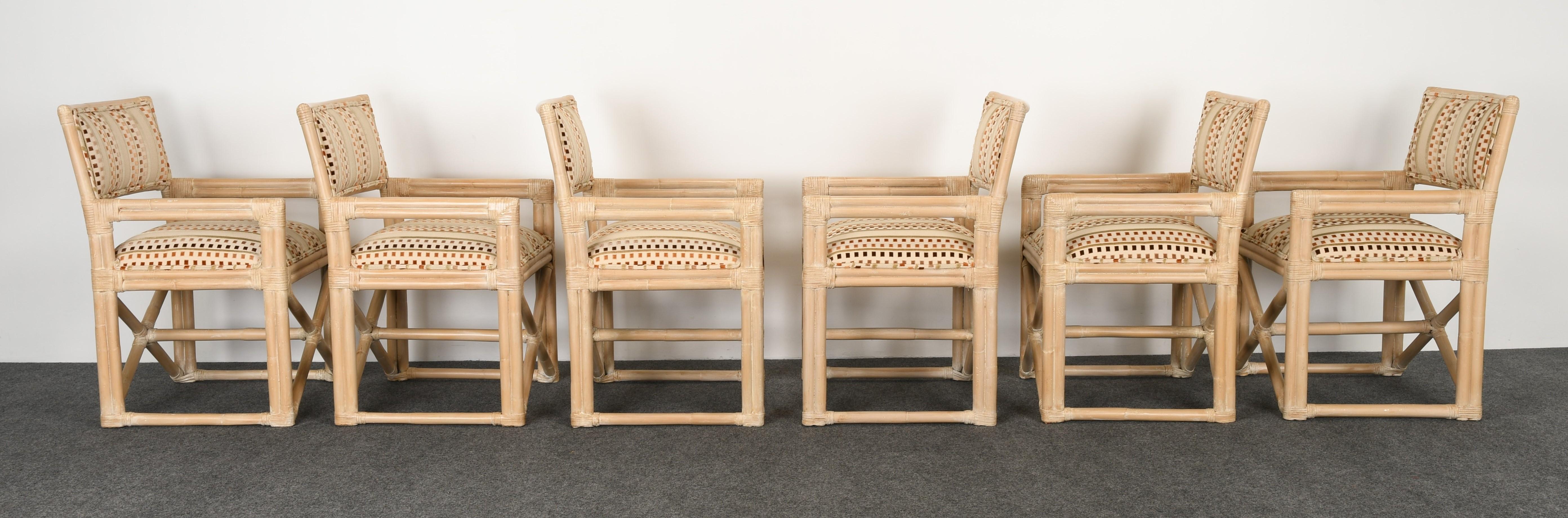 Set of Six Rattan Dining Chairs by Kreiss Collection, 1990s 4