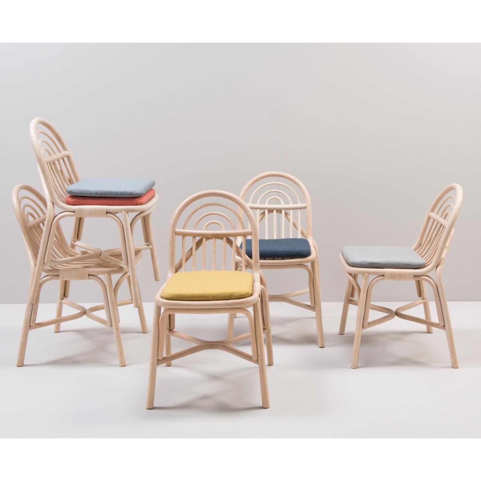 Set of Six Rattan Dining Chairs French Modern Design 3