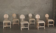 Set of Six Raw Bleached Mahogany Chairs
