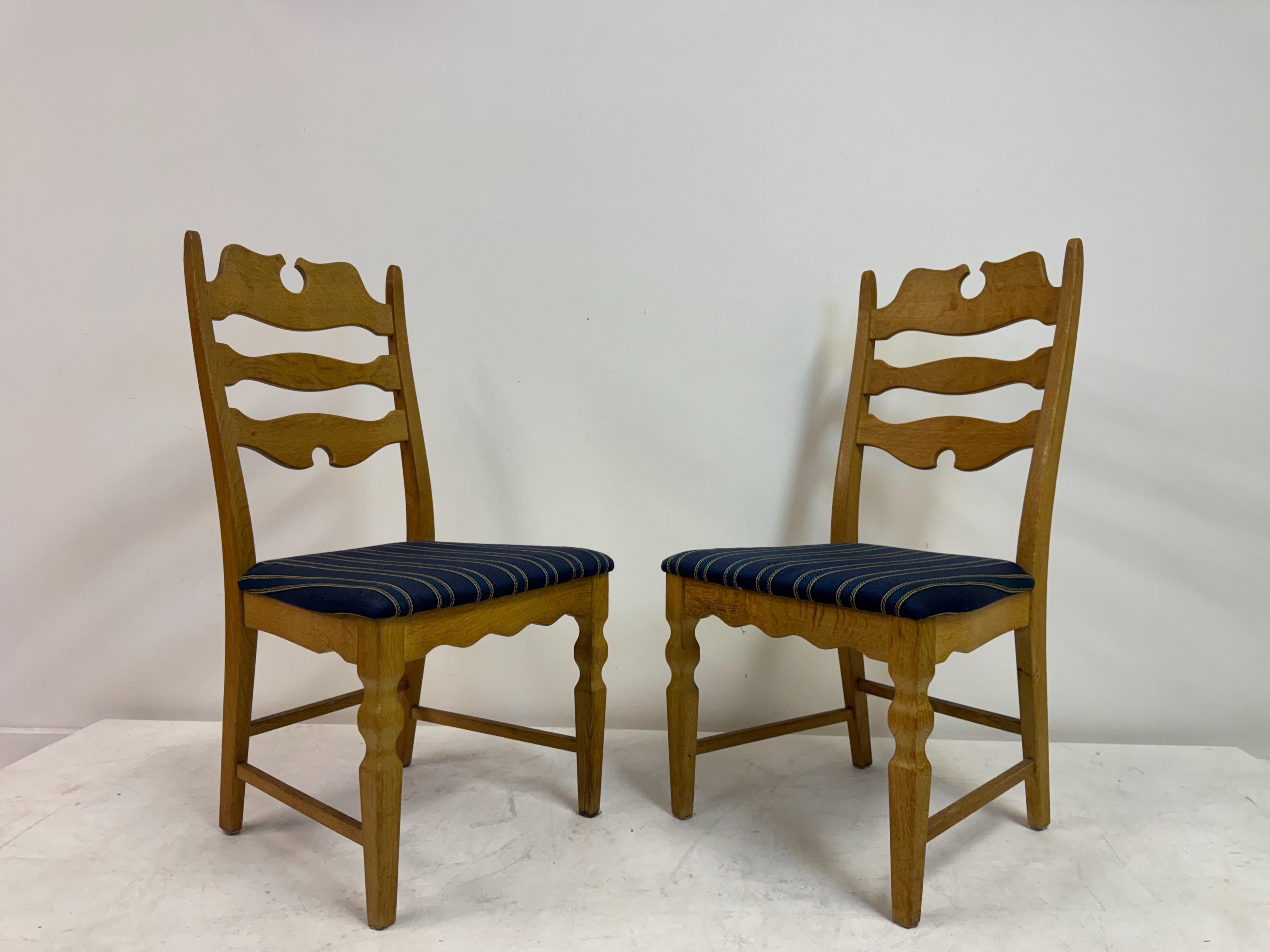 Set of Six “Razorblade” Dining Chairs by Henning Kjaernulf, Oak, 1960s in vendita 6